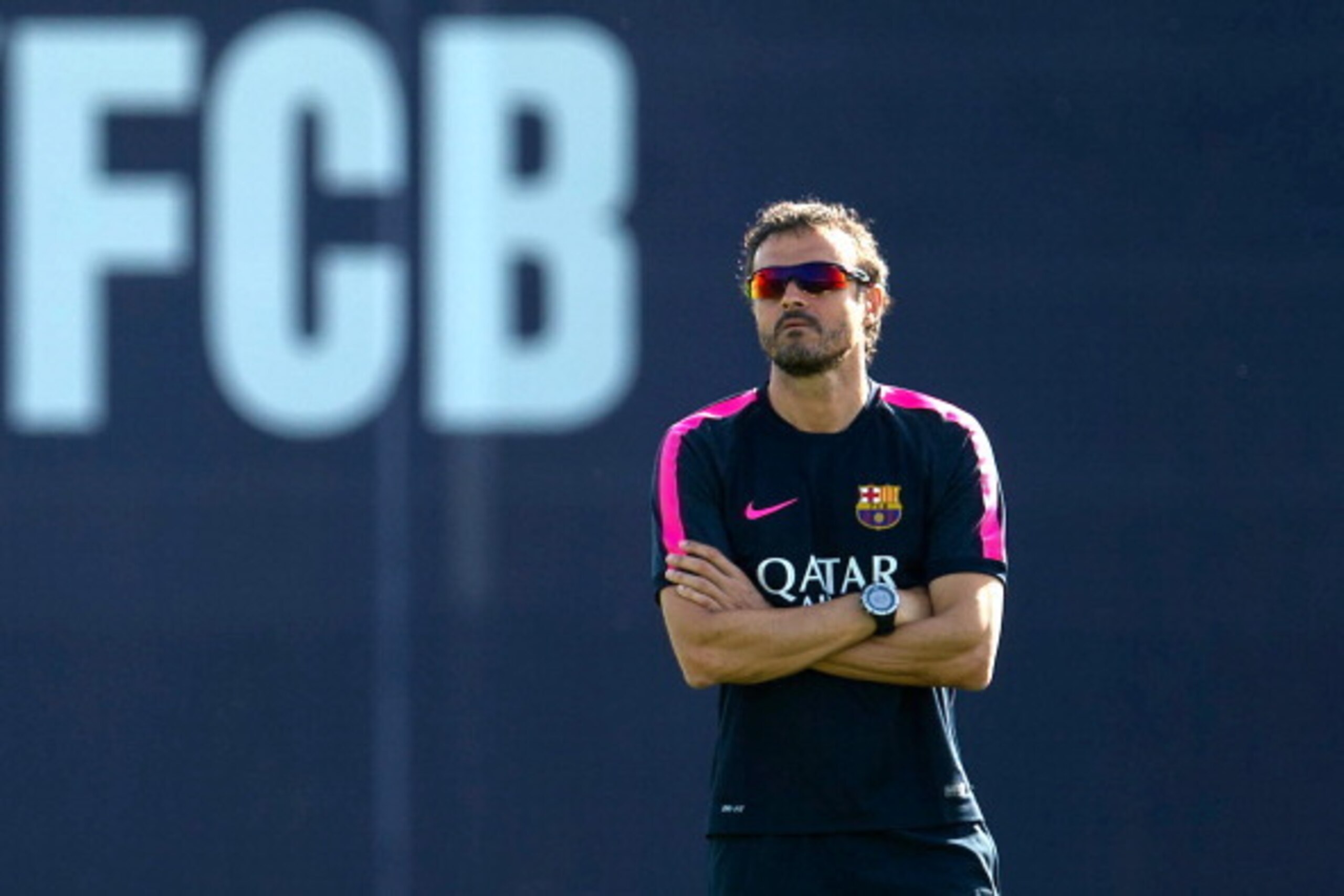 BARCELONA, SPAIN - JULY 18:  Head coach Luis Enrique of FC Barcelona looks on during a FC Barcelona training session on July 18, 2014 in Barcelona, Spain.  (Photo by David Ramos/Getty Images)