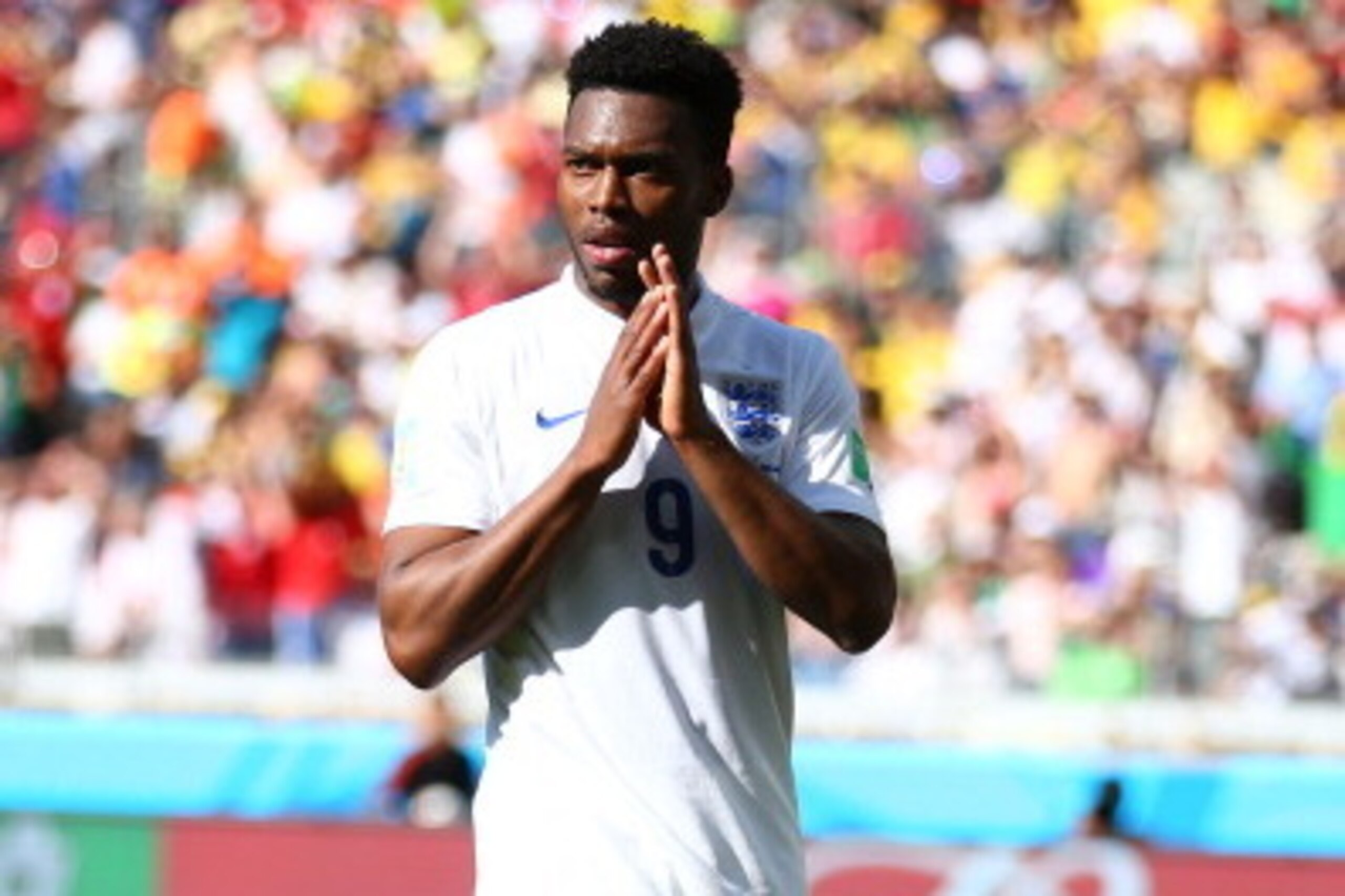 BELO HORIZONTE, BRAZIL - JUNE 24:  Daniel Sturridge of England looks on after a 0-0 draw during the 2014 FIFA World Cup Brazil Group D match between Costa Rica and England at Estadio Mineirao on June 24, 2014 in Belo Horizonte, Brazil.  (Photo by Paul Gil