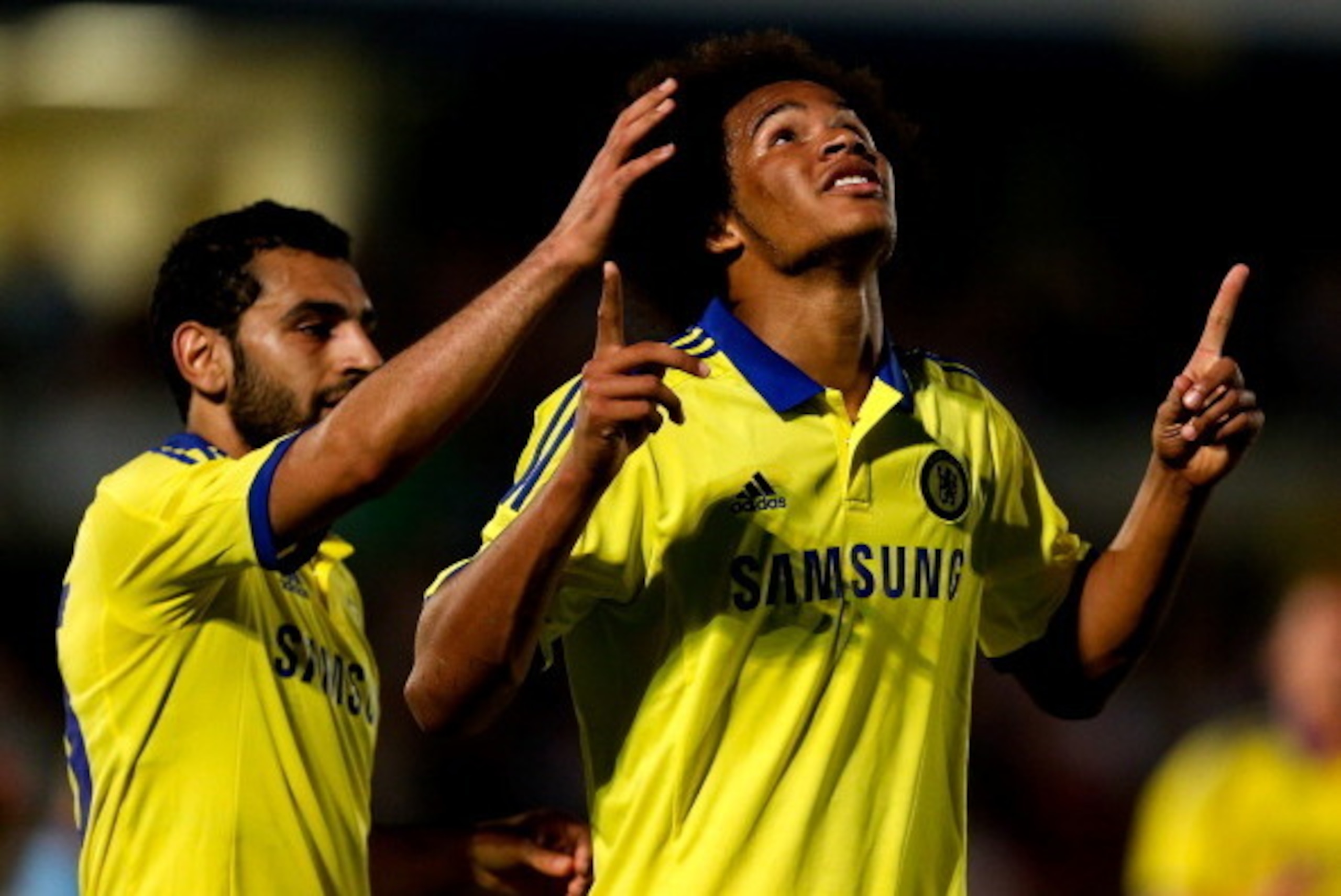 HIGH WYCOMBE, ENGLAND - JULY 16:  Izzy Brown of Chelsea celebrates scoring a goal duing the pre season friendly match between Wycombe Wanderers and Chelsea at Adams Park on July 16, 2014 in High Wycombe, England.  (Photo by Ben Hoskins/Getty Images)