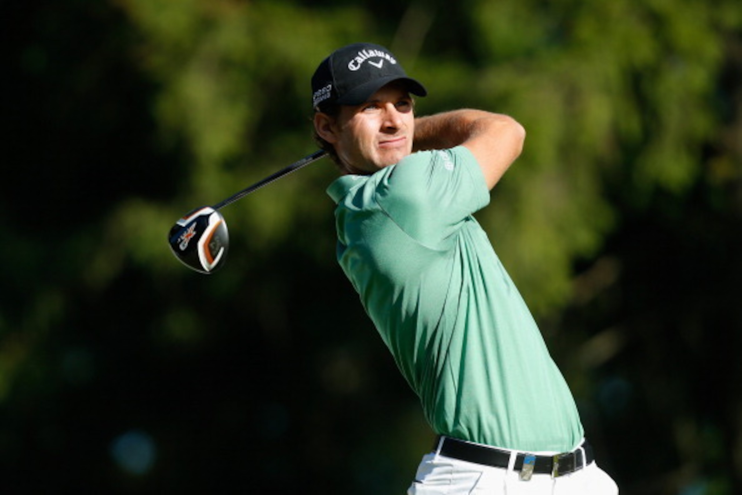 MOSCOW, RUSSIA - JULY 25: Andrea Pavan of Italy tees off at the tenth on day two of the M2M Russian Open at Tseleevo Golf & Polo Club on July 25, 2014 in Moscow, Russia.  (Photo by Harry Engels/Getty Images)