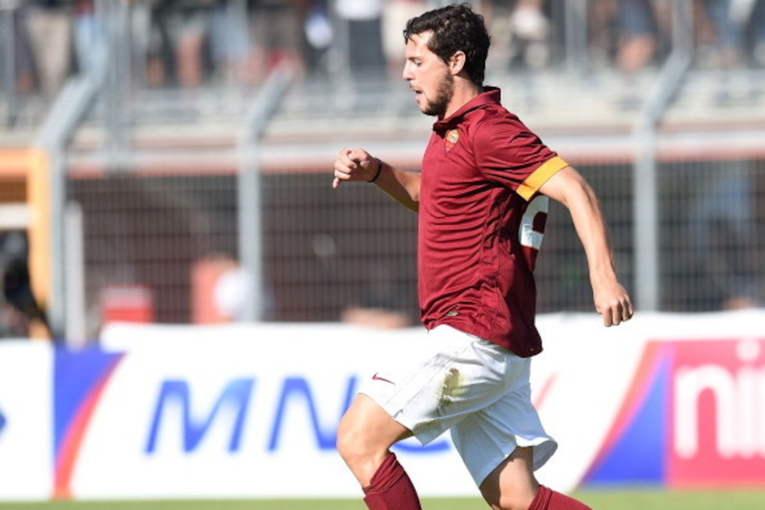 RIETI, ITALY - JULY 18: Mattia Destro of Roma in action during the friendly match between AS Roma and Indonesia U23 at Stadio Centro d'Italia - Manlio Scopigno on July 18, 2014 in Rieti, Italy. (Photo by Giuseppe Bellini/Getty Images) RIETI, ITALY - JULY 18: Mattia Destro of Roma in action during the friendly match between AS Roma and Indonesia U23 at Stadio Centro d'Italia - Manlio Scopigno on July 18, 2014 in Rieti, Italy. (Photo by Giuseppe Bellini/Getty Images)