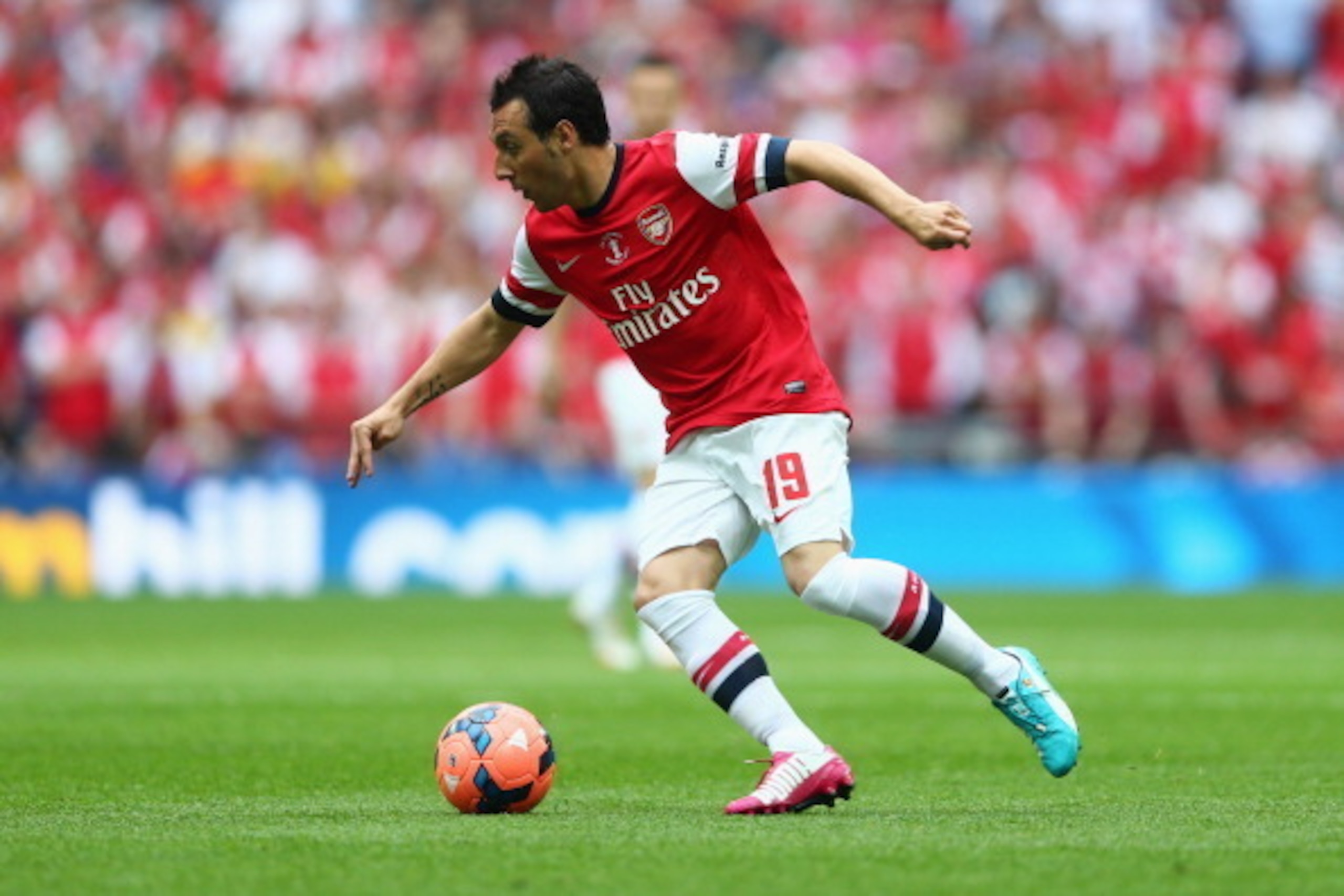 LONDON, ENGLAND - MAY 17:  Santi Cazorla of Arsenal in action during the FA Cup with Budweiser Final match between Arsenal and Hull City at Wembley Stadium on May 17, 2014 in London, England.  (Photo by Paul Gilham/Getty Images)