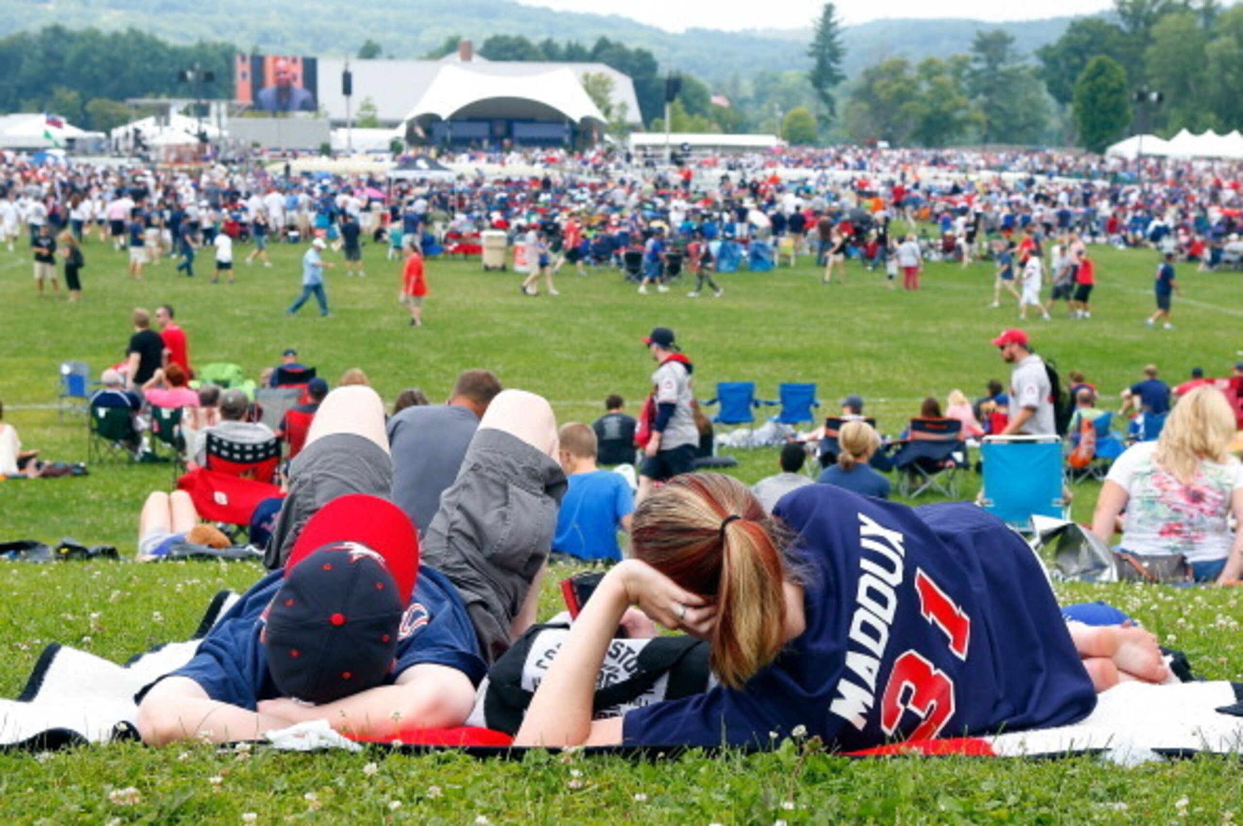 COOPERSTOWN, NY - JULY 27: Baseball fans await the start of the Baseball Hall of Fame induction ceremony at Clark Sports Center during on July 27, 2014 in Cooperstown, New York. (Photo by Jim McIsaac/Getty Images) COOPERSTOWN, NY - JULY 27: Baseball fans await the start of the Baseball Hall of Fame induction ceremony at Clark Sports Center during on July 27, 2014 in Cooperstown, New York. (Photo by Jim McIsaac/Getty Images)
