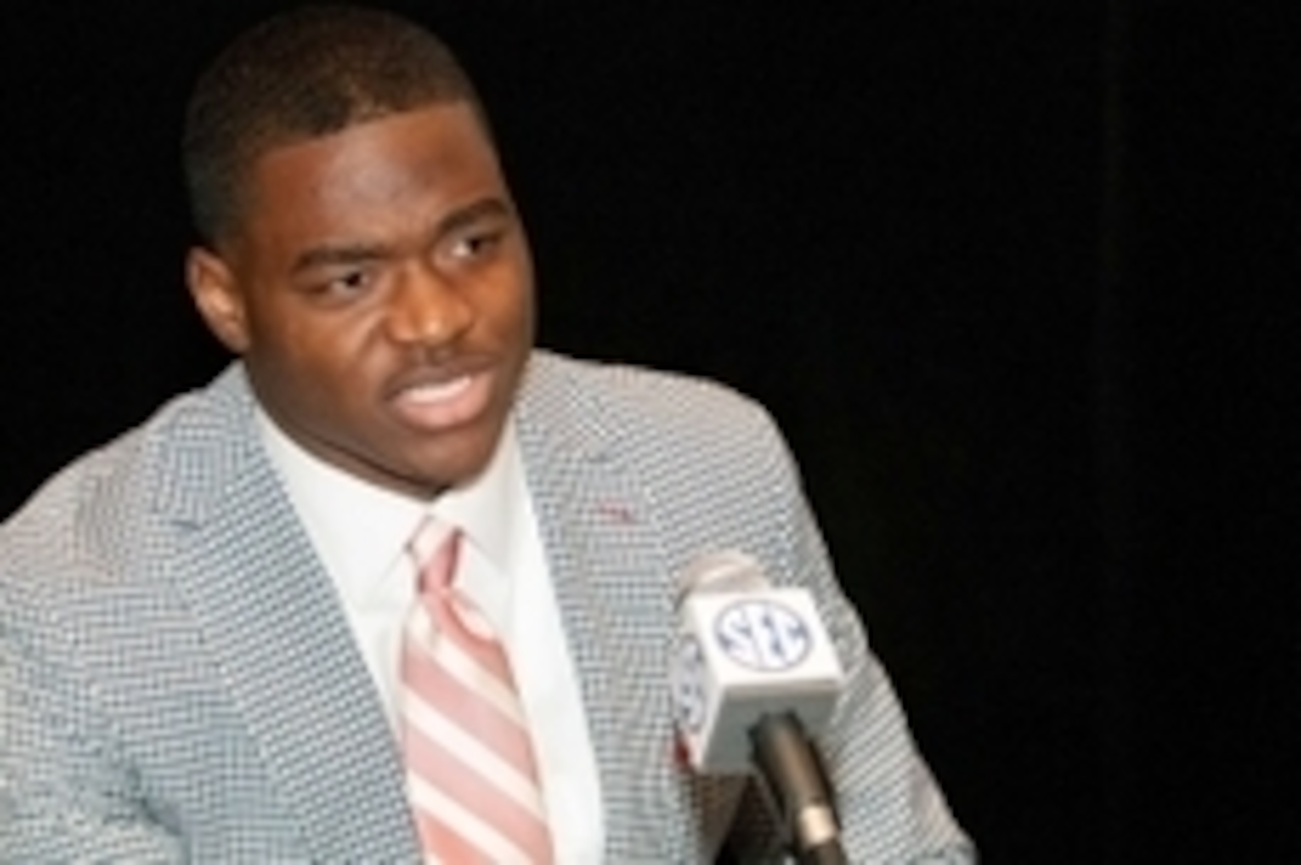 Jul 17, 2014; Hoover, AL, USA; Alabama Crimson Tide wide receiver Amari Cooper talks to the media during the SEC football media days at the Wynfrey Hotel. Mandatory Credit: Marvin Gentry-USA TODAY Sports Jul 17, 2014; Hoover, AL, USA; Alabama Crimson Tide wide receiver Amari Cooper talks to the media during the SEC football media days at the Wynfrey Hotel. Mandatory Credit: Marvin Gentry-USA TODAY Sports