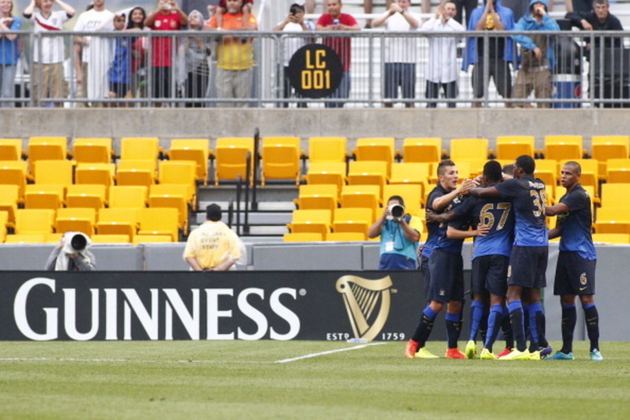 PITTSBURGH, PA - JULY 27:  Scott Sinclair #12 of Manchester City celebrates with teammates after scoring in the first half against AC Milan during International Champions Cup 2014 at Heinz Field on July 27, 2014 in Pittsburgh, Pennsylvania.  (Photo by Jus