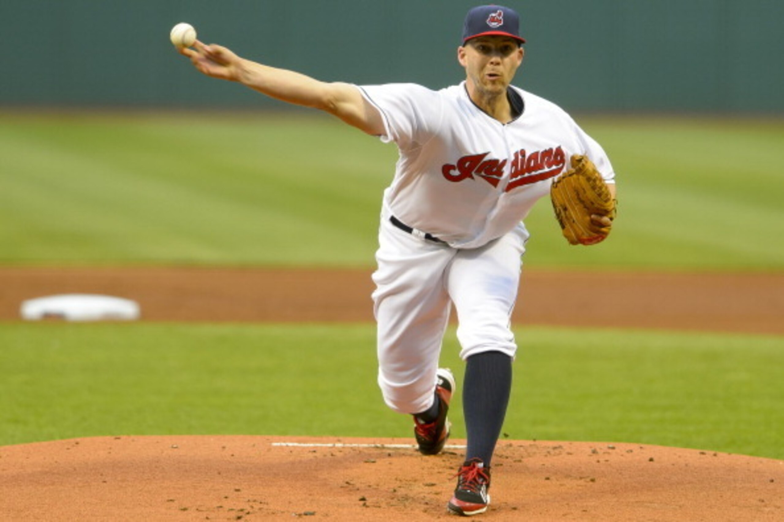 CLEVELAND, OH - JULY 7: Starter Justin Masterson #63 of the Cleveland Indians pitches during the first inning against the New York Yankees at Progressive Field on July 7, 2014 in Cleveland, Ohio.  (Photo by Jason Miller/Getty Images)