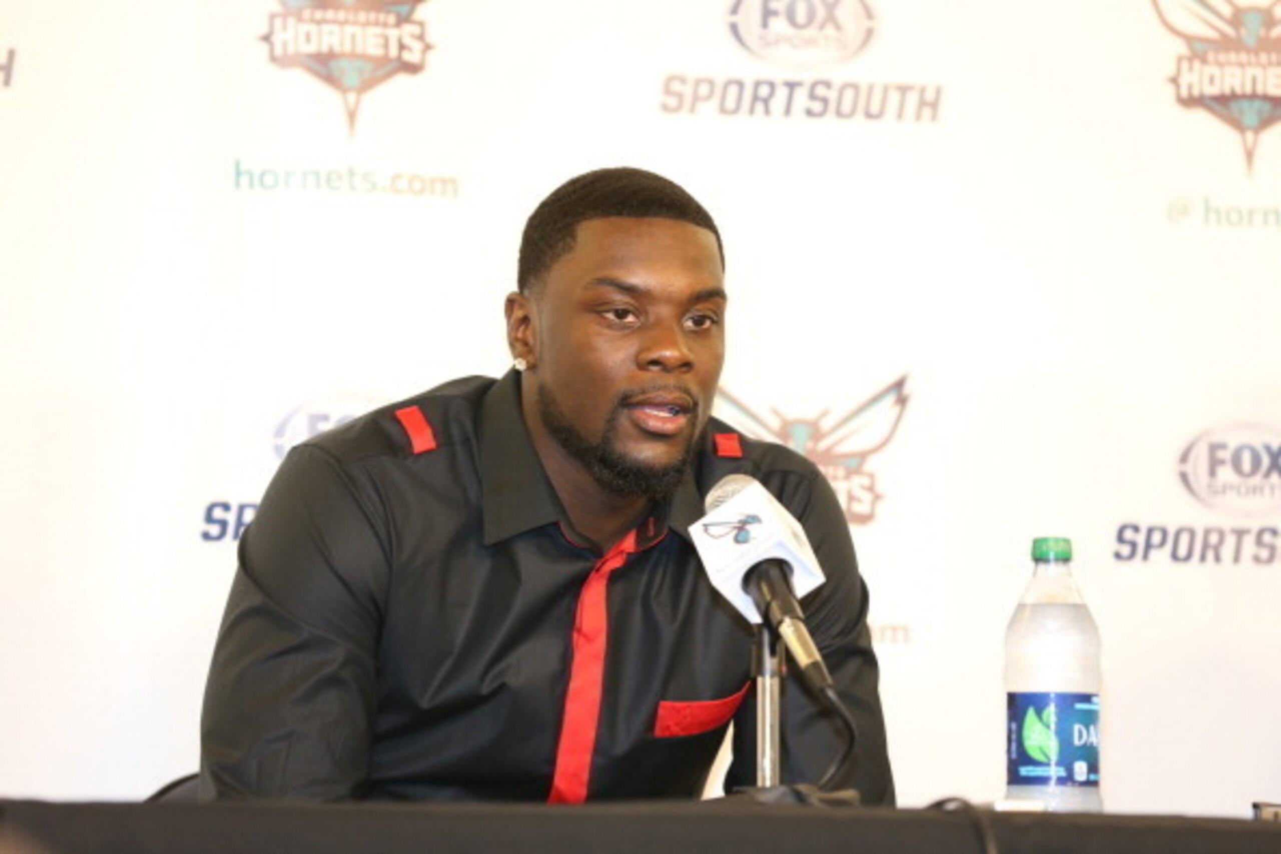 CHARLOTTE, NC - JULY 18: Charlotte Hornets announce the signing of Lance Stephenson to the media  at Time Warner Cable Arena on July 18, 2014 in Charlotte, North Carolina.  NOTE TO USER: User expressly acknowledges and agrees that, by downloading and or u