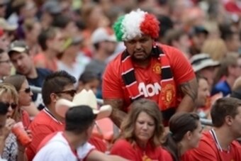 Jul 26, 2014; Denver, CO, USA; Manchester United fan during the the second half of the match against AS Roma at Sports Authority Field. Manchester United defeated AS Roma 3-2. Mandatory Credit: Ron Chenoy-USA TODAY Sports