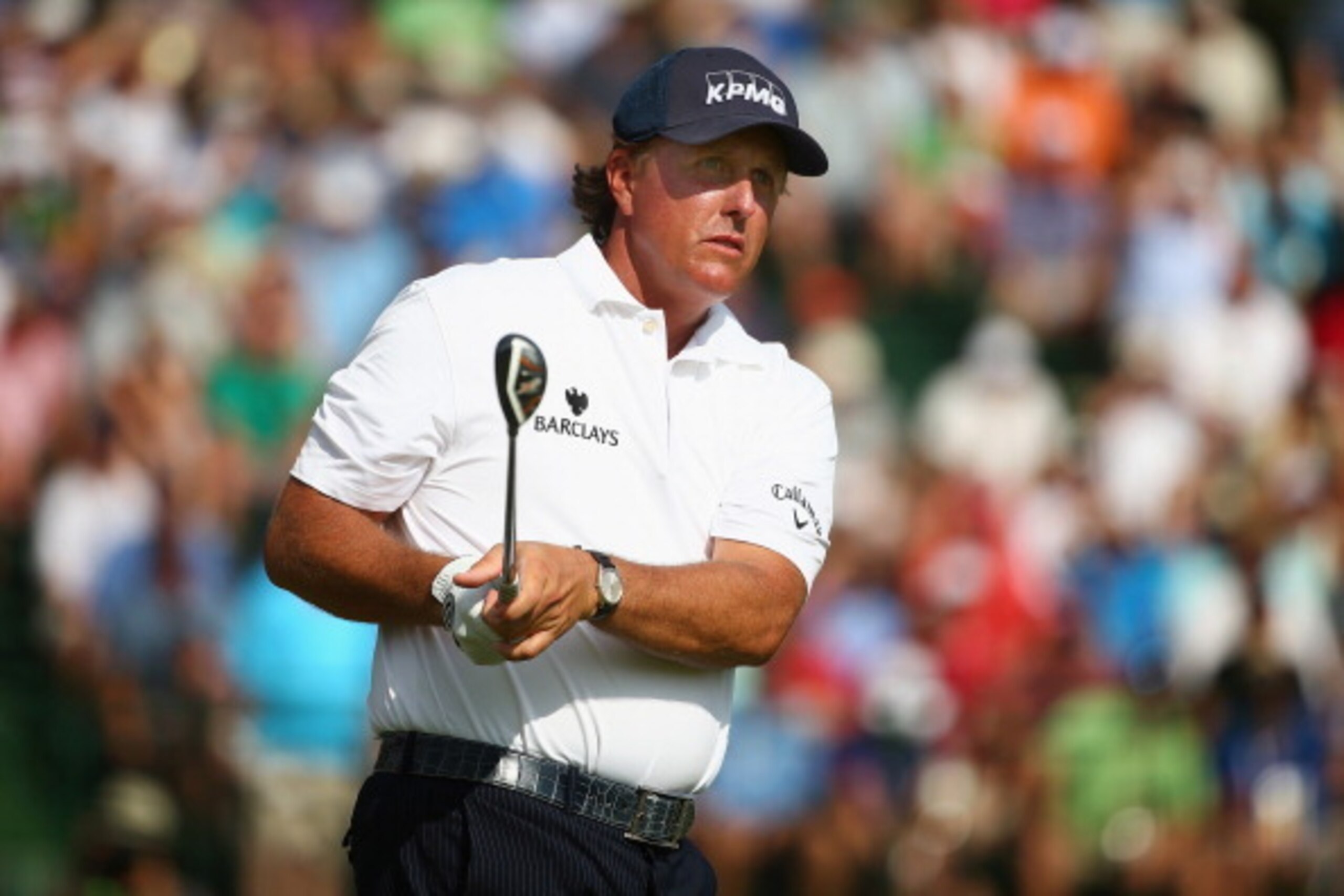 PINEHURST, NC - JUNE 13:  Phil Mickelson of the United States hits his tee shot on the 13th hole during the second round of the 114th U.S. Open at Pinehurst Resort & Country Club, Course No. 2 on June 13, 2014 in Pinehurst, North Carolina.  (Photo by Stre