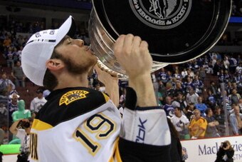 VANCOUVER, BC - JUNE 15:  Tyler Seguin #19 of the Boston Bruins kisses the Stanley Cup after defeating the Vancouver Canucks in Game Seven of the 2011 NHL Stanley Cup Final at Rogers Arena on June 15, 2011 in Vancouver, British Columbia, Canada. The Bosto