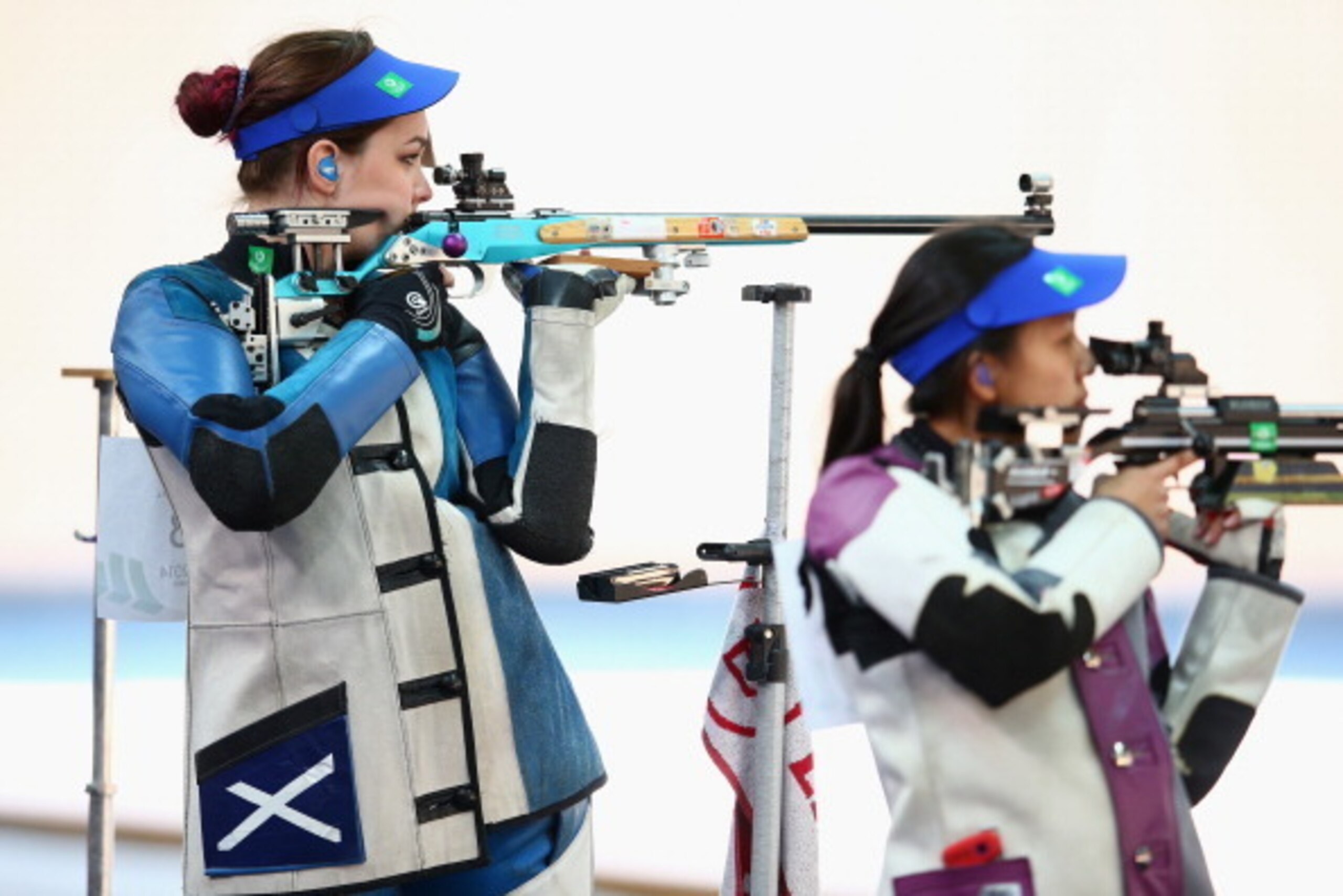 CARNOUSTIE, SCOTLAND - JULY 29:  Jen McIntosh of Scotland in action in the 50m Rifle 3 positions final at Barry Buddon Shooting Centre during day six of the Glasgow 2014 Commonwealth Games on July 29, 2014 in Carnoustie, United Kingdom.  (Photo by Julian 