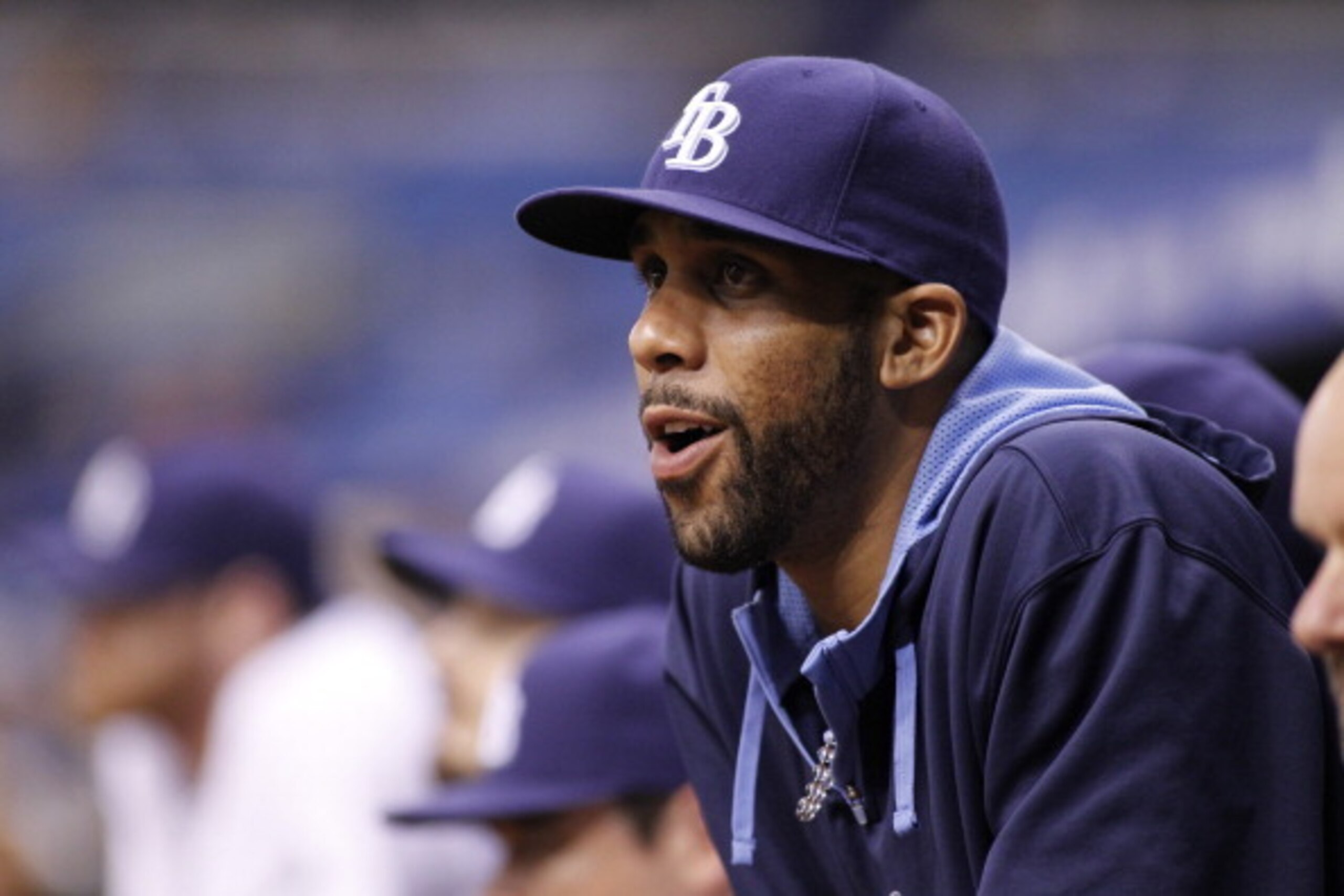 ST. PETERSBURG, FL - JUNE 23:  Pitcher David Price #14 of the Tampa Bay Rays looks on from the dugout during the eighth inning of a game against the Pittsburgh Pirates on June 23, 2014 at Tropicana Field in St. Petersburg, Florida.  (Photo by Brian Blanco
