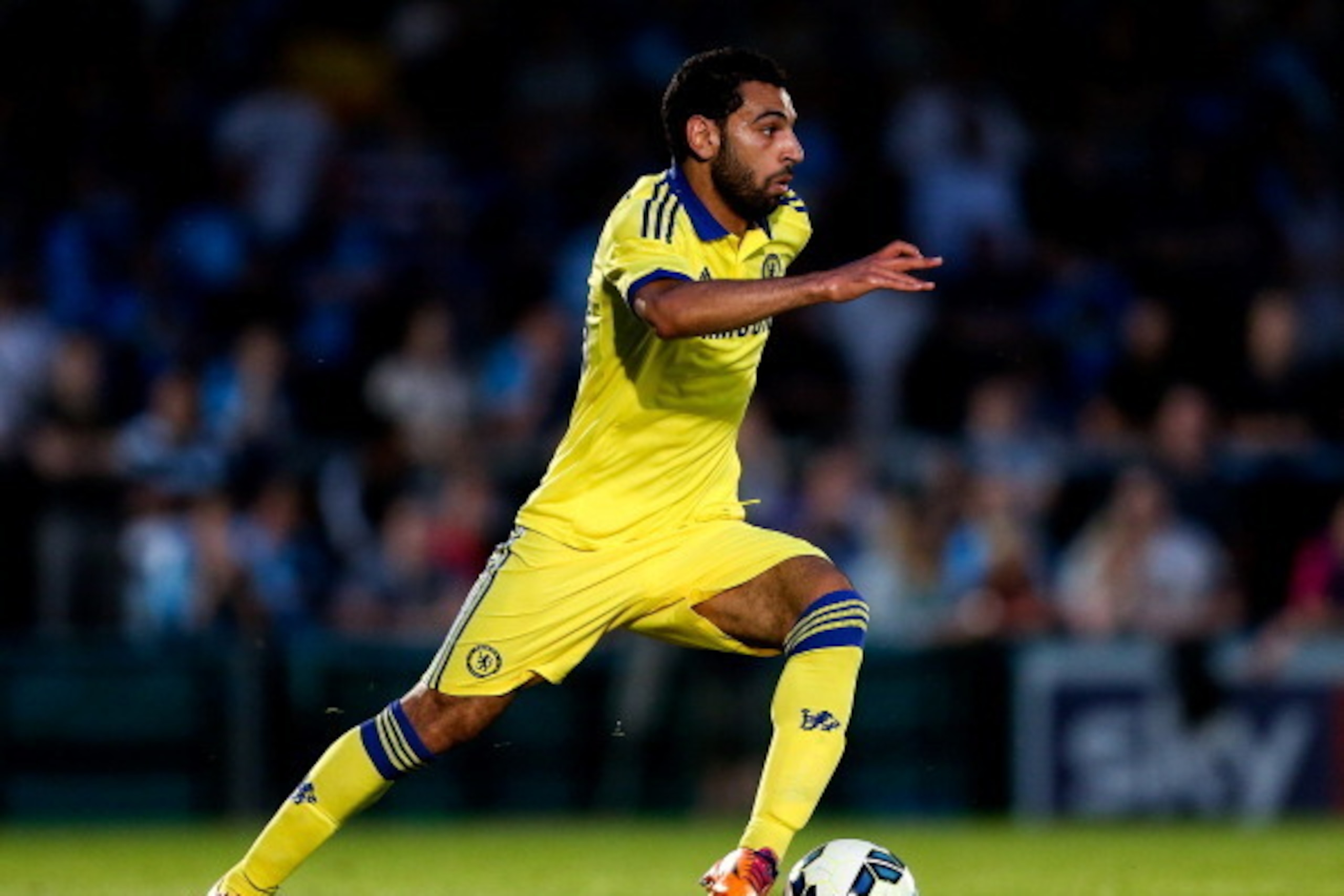 HIGH WYCOMBE, ENGLAND - JULY 16:  Mohamed Salah of Chelsea in action duing the pre season friendly match between Wycombe Wanderers and Chelsea at Adams Park on July 16, 2014 in High Wycombe, England.  (Photo by Ben Hoskins/Getty Images)