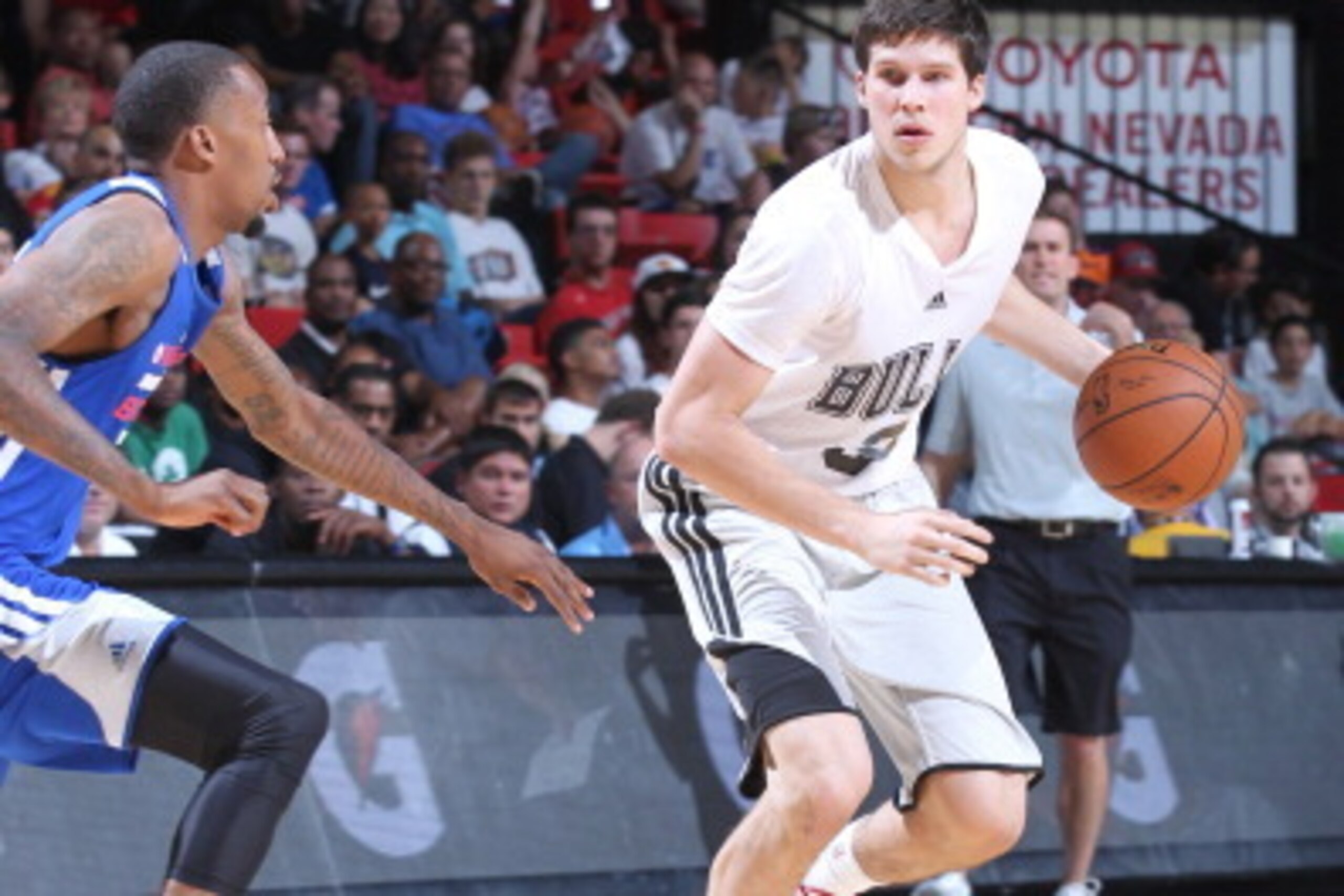 LAS VEGAS, NV - JULY 16: Doug McDermott #3 of the Chicago Bulls handles the ball against the Philadelphia 76ers on July 16, 2014 at the Cox Pavilion in Las Vegas, Nevada. NOTE TO USER: User expressly acknowledges and agrees that, by downloading and or usi