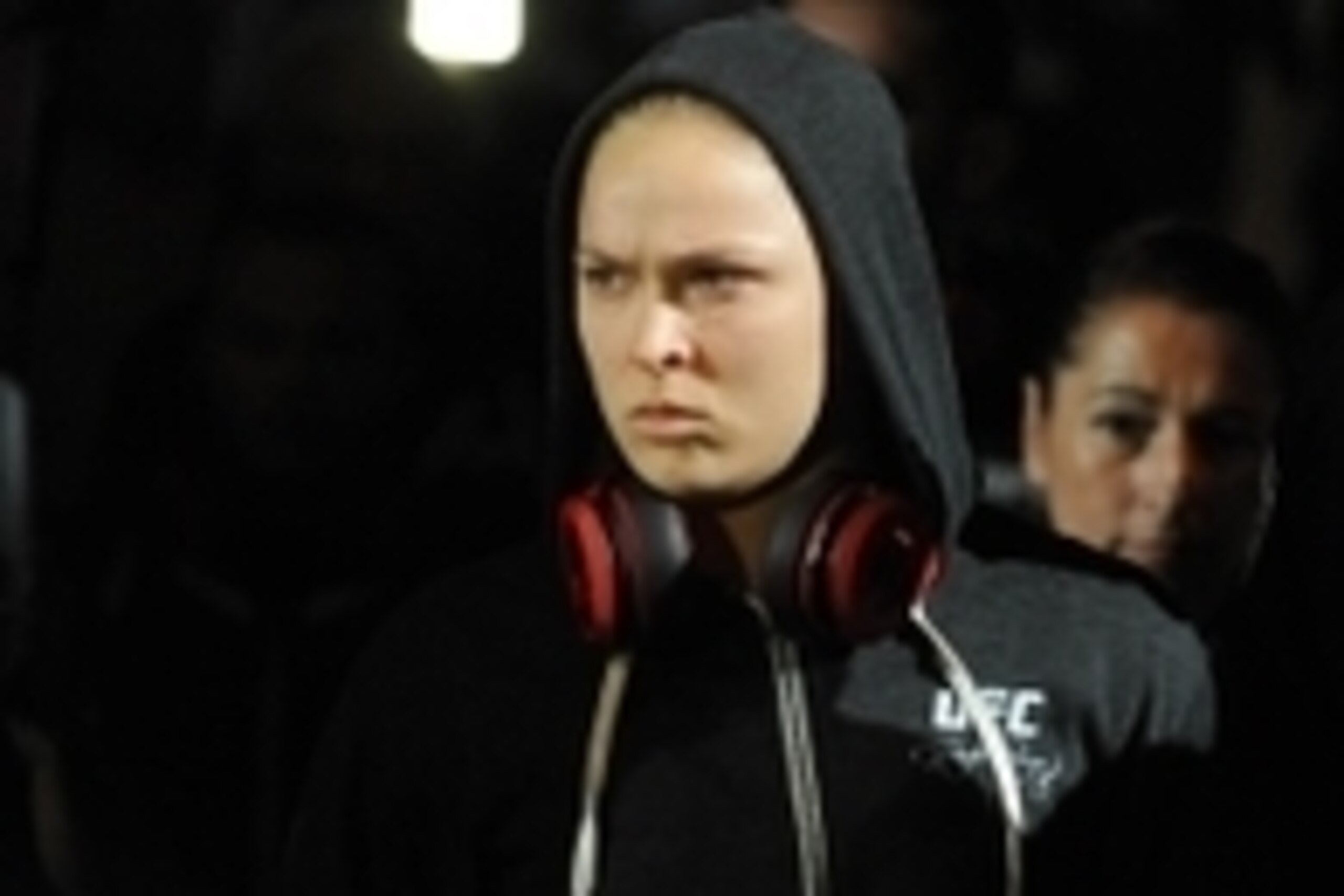 Jul 5, 2014; Las Vegas, NV, USA; Ronda Rousey walks towards the octagon before defending her women's bantamweight title against Alexis Davis at Mandalay Bay Events Center. Mandatory Credit: Stephen R. Sylvanie-USA TODAY Sports