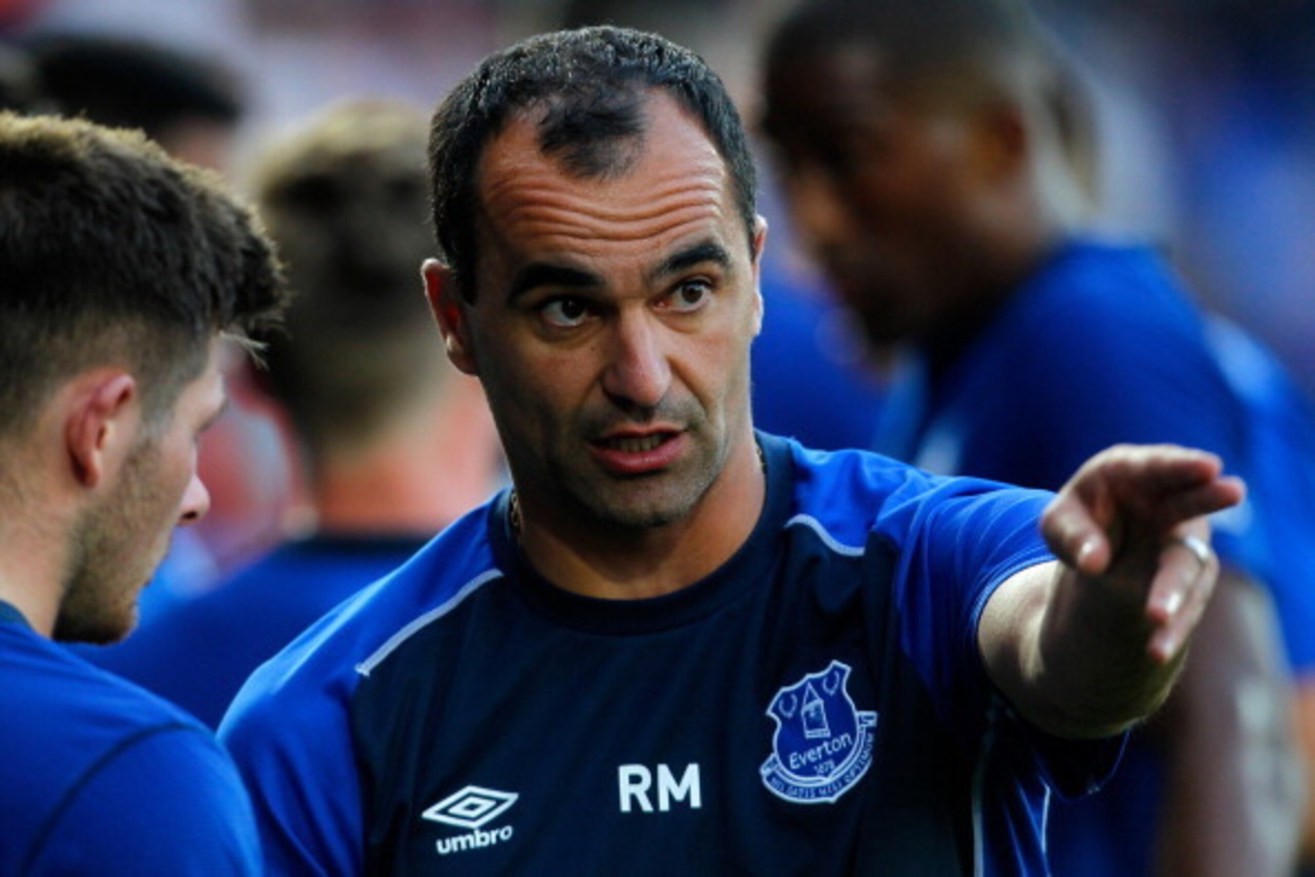BIRKENHEAD, ENGLAND - JULY 22: Manager Roberto Martinez of Everton talks during the Pre Season Friendly between Tranmere Rovers and Everton at Prenton Park on July 22, 2014 in Birkenhead, England. (Photo by Paul Thomas/Getty Images)