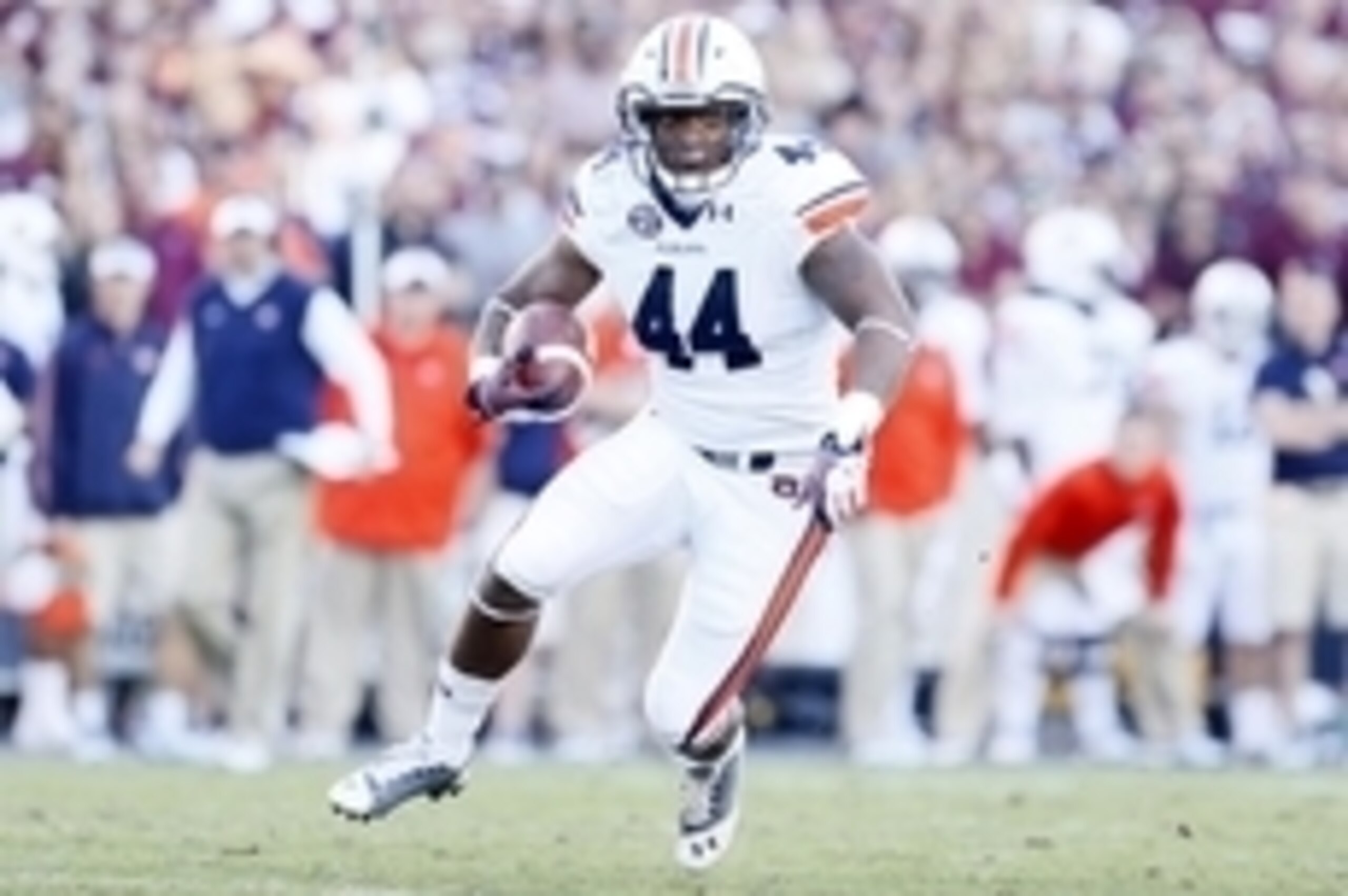 Oct 19, 2013; College Station, TX, USA; Auburn Tigers running back Cameron Artis-Payne (44) runs with the ball against the Texas A&M Aggies during the second half at Kyle Field. Mandatory Credit: Soobum Im-USA TODAY Sports Oct 19, 2013; College Station, TX, USA; Auburn Tigers running back Cameron Artis-Payne (44) runs with the ball against the Texas A&M Aggies during the second half at Kyle Field. Mandatory Credit: Soobum Im-USA TODAY Sports