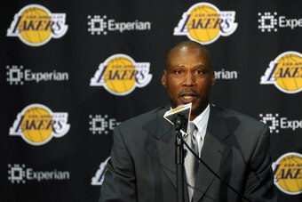 EL SEGUNDO, CA - JULY 29:  Byron Scott, new head coach of the Los Angeles Lakers, speaks to the media during a press conference on July 29, 2014 at Toyota Sports Center in El Segundo, California. NOTE TO USER: User expressly acknowledges and agrees that, 