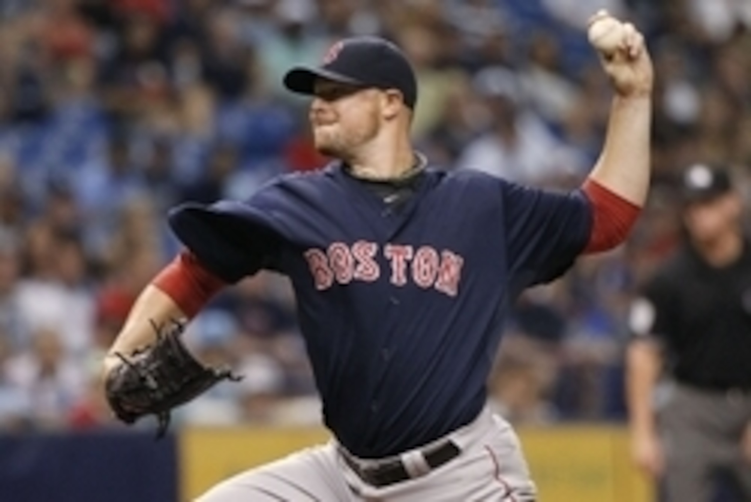 Jul 25, 2014; St. Petersburg, FL, USA; Boston Red Sox starting pitcher Jon Lester (31) throws a pitch during the second inning against the Tampa Bay Rays at Tropicana Field. Mandatory Credit: Kim Klement-USA TODAY Sports
