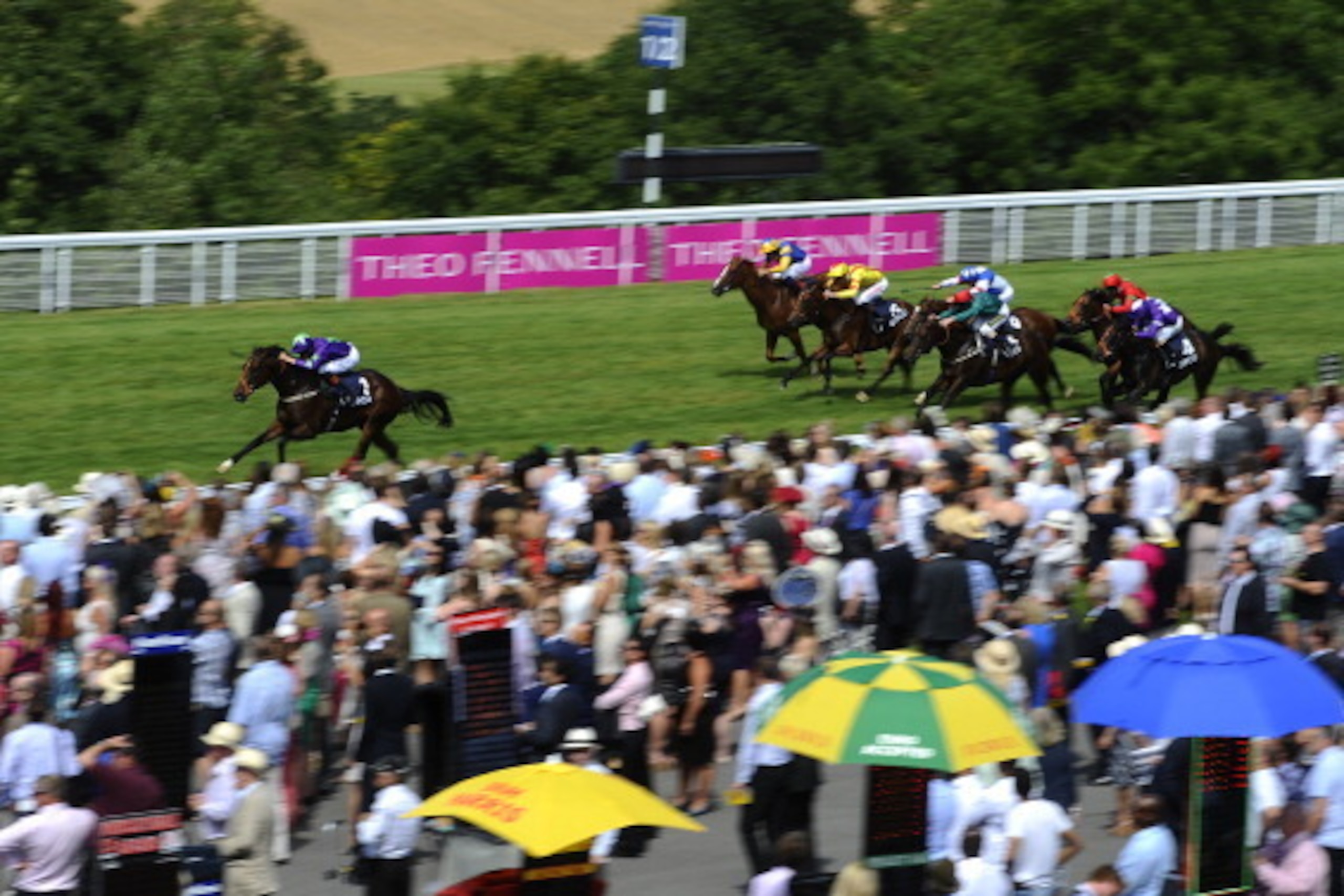 CHICHESTER, ENGLAND - JULY 31:  Richard Hughes riding Ivawood win The Qatar Bloodstock Richmond Stakes at Goodwood racecourse on July 31, 2014 in Chichester, England. (Photo by Alan Crowhurst/Getty Images)