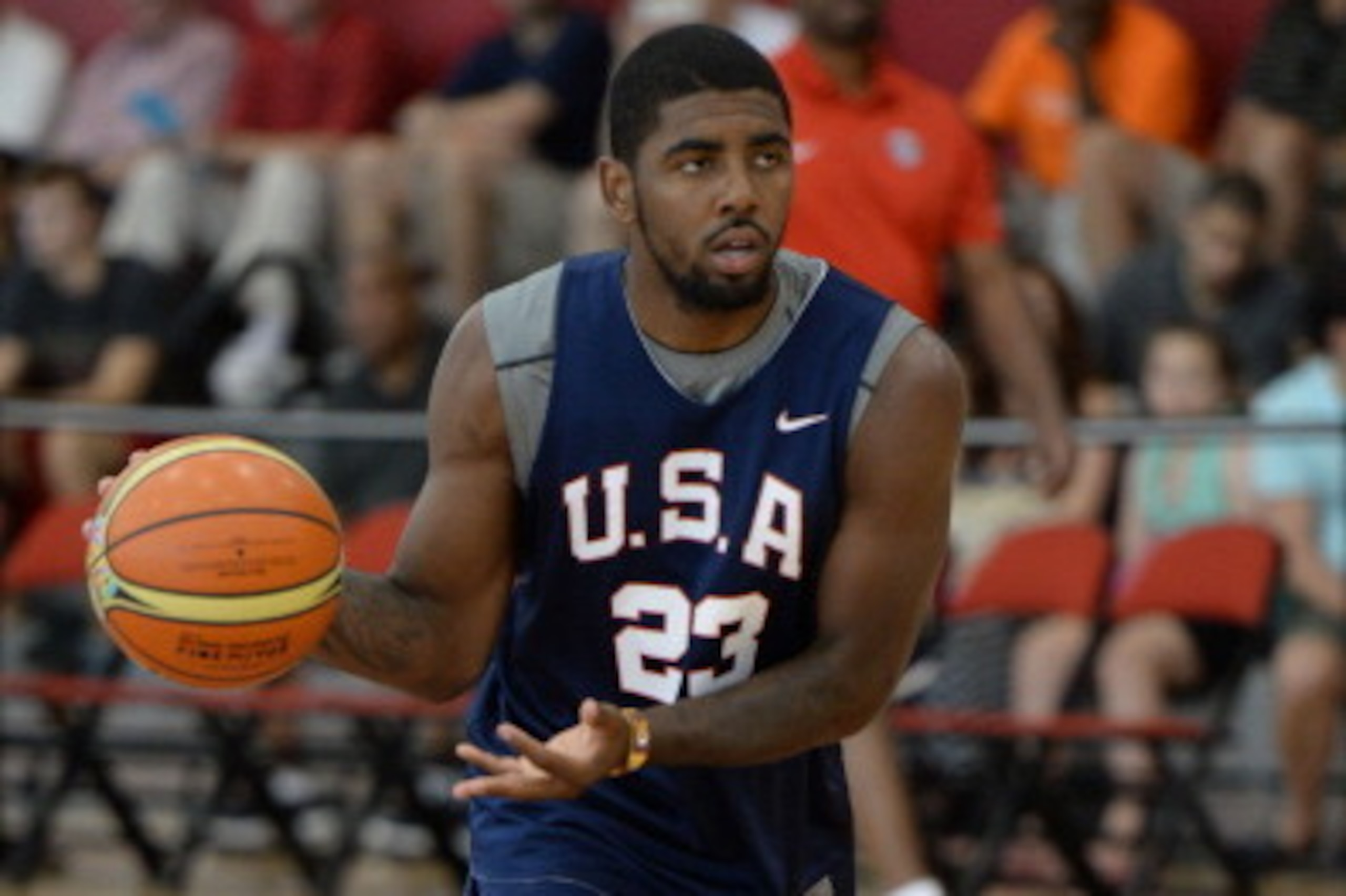 LAS VEGAS, NV - JULY 30: Kyrie Irving #23 of the USA Basketball Men's National Team handles the basketball during practice at the Mendenhall Center at the University of Nevada, Las Vegas on July 30, 2014 in Las Vegas, Nevada. NOTE TO USER: User expressly 