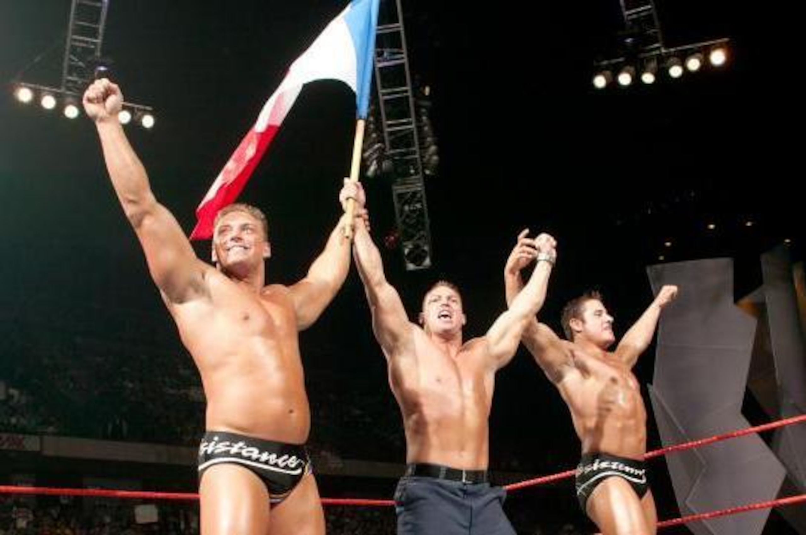 La Resistance celebrate with the French flag.