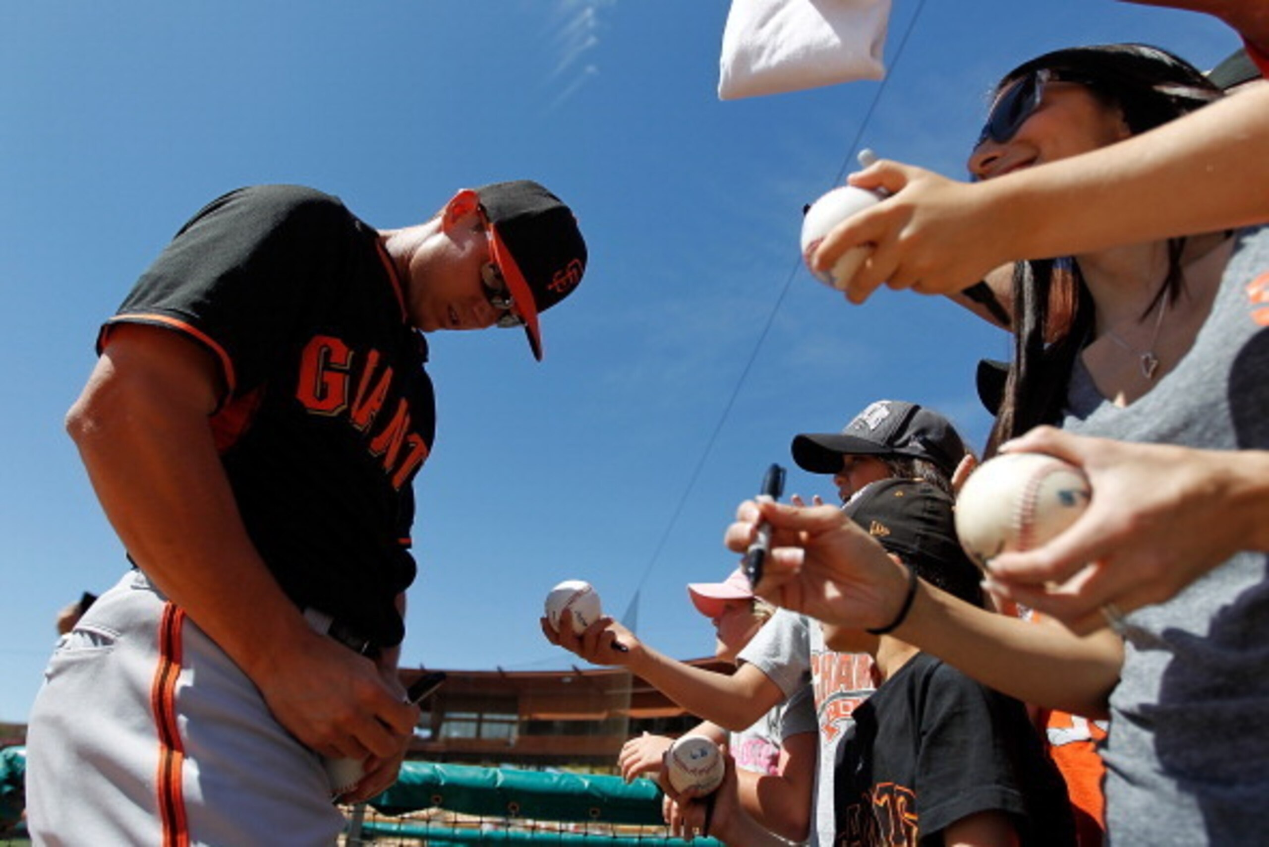 GLENDALE, AZ - MARCH 22: Gary Brown #56 of the San Francisco Giants signs autographs before a game against the Chicago White Sox at Camelback Ranch on March 22, 2014 in Glendale, Arizona. The San Francisco Giants defeated the Chicago White Sox 8-5. (Photo GLENDALE, AZ - MARCH 22: Gary Brown #56 of the San Francisco Giants signs autographs before a game against the Chicago White Sox at Camelback Ranch on March 22, 2014 in Glendale, Arizona. The San Francisco Giants defeated the Chicago White Sox 8-5. (Photo