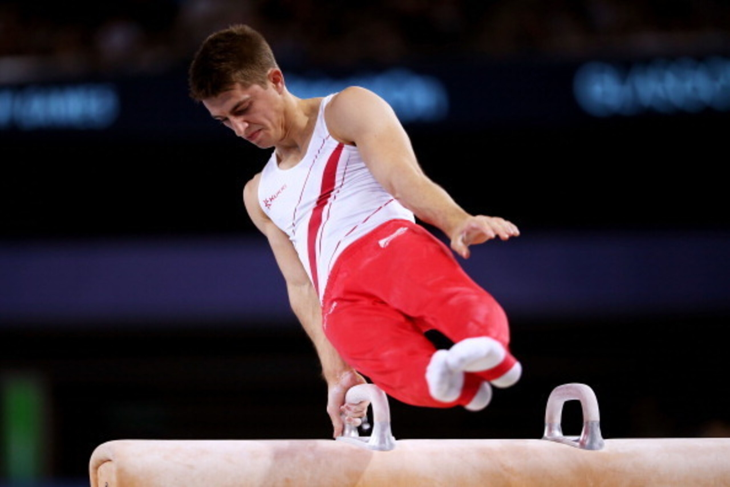 GLASGOW, SCOTLAND - JULY 31:  Max Whitlock of England competes in the Men's Pommel Horse Final at SSE Hydro during day eight of the Glasgow 2014 Commonwealth Games on July 31, 2014 in Glasgow, Scotland.  (Photo by Julian Finney/Getty Images)