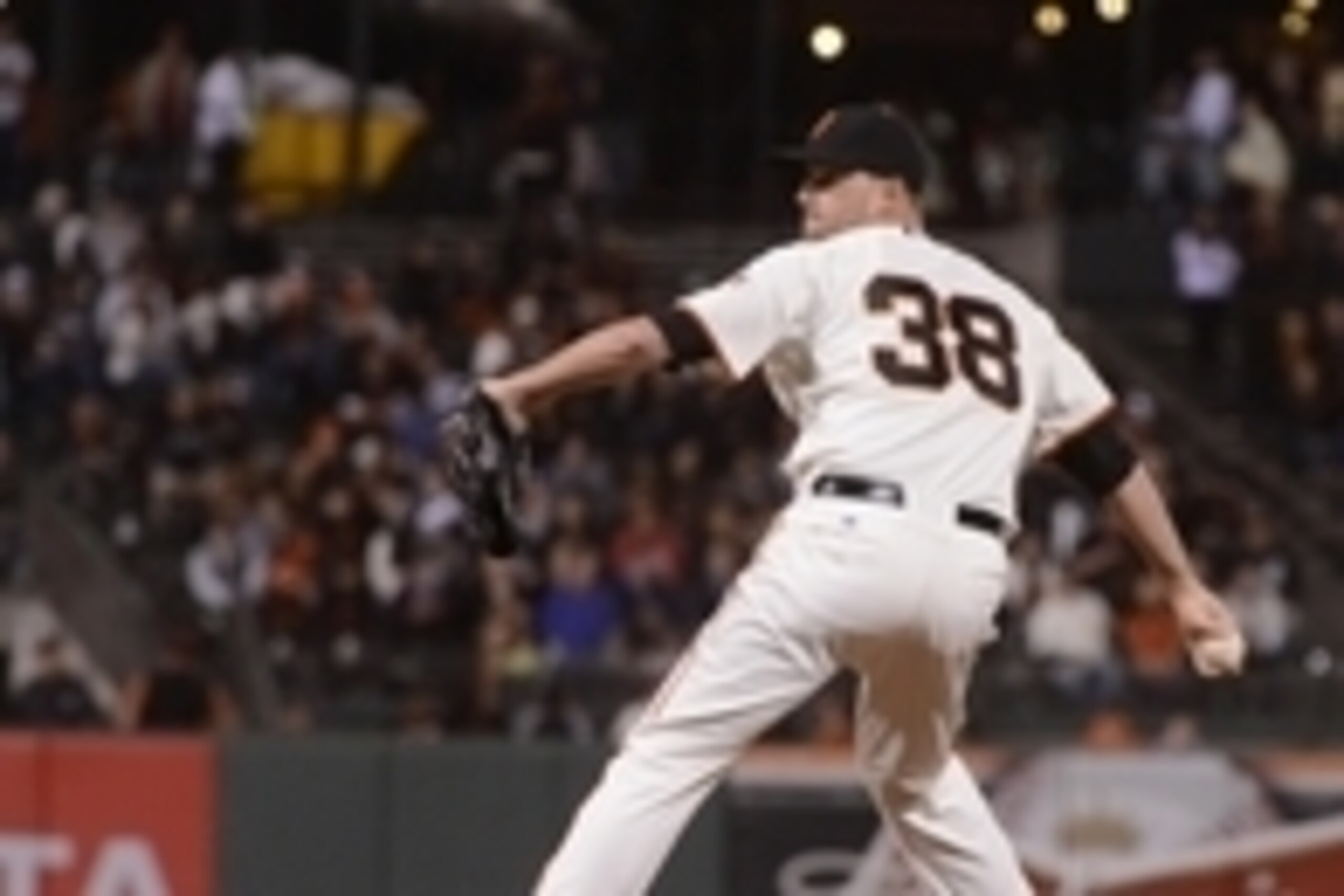 September 5, 2013; San Francisco, CA, USA; San Francisco Giants relief pitcher Heath Hembree (38) delivers a pitch during the eighth inning against the Arizona Diamondbacks at AT&T Park. The Diamondbacks defeated the Giants 4-2. Mandatory Credit: Kyle Ter