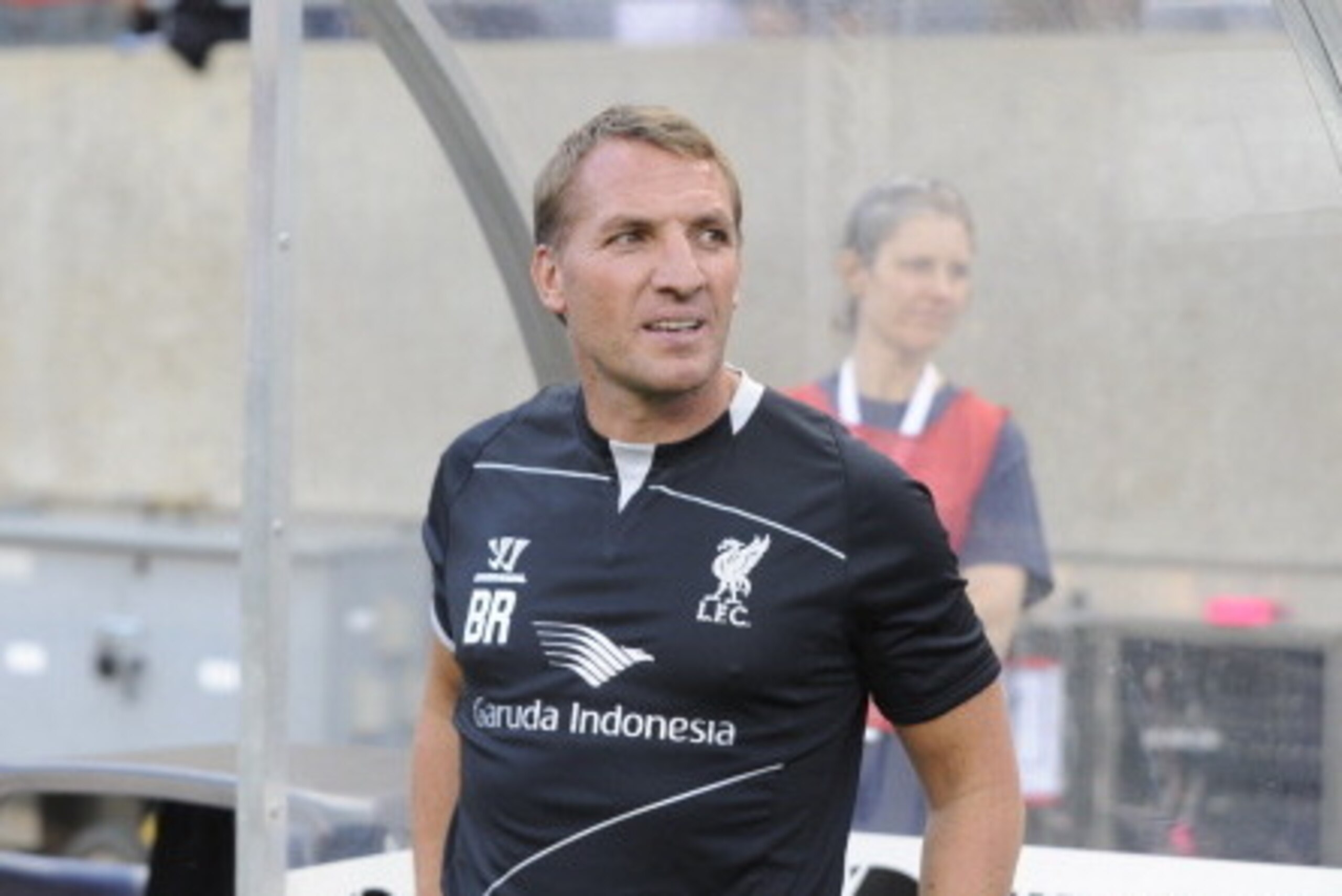 CHICAGO, IL - JULY 27: Liverpool Coach Brendan Rodgers before the start of the match against the Olympiacos FC in the International Champions Cup 2014 on July 27, 2014 at Soldier Field in Chicago, Illinois.  (Photo by David Banks/Getty Images)