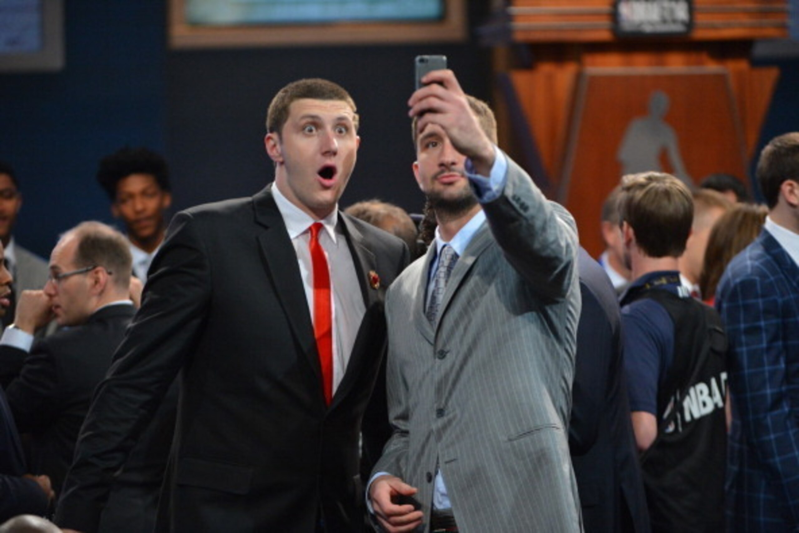 BROOKLYN, NY - JUNE 26: Jusuf Nurkic poses for a photo during the 2014 NBA Draft on June 26, 2014 at Barclays Center in Brooklyn, New York. NOTE TO USER: User expressly acknowledges and agrees that, by downloading and or using this photograph, User is con
