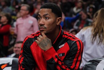 Nov 16, 2013; Chicago, IL, USA; Chicago Bulls point guard Derrick Rose (1) on the bench during the second half against the Indiana Pacers at  the United Center. Chicago won 110-94. Mandatory Credit: Dennis Wierzbicki-USA TODAY Sports