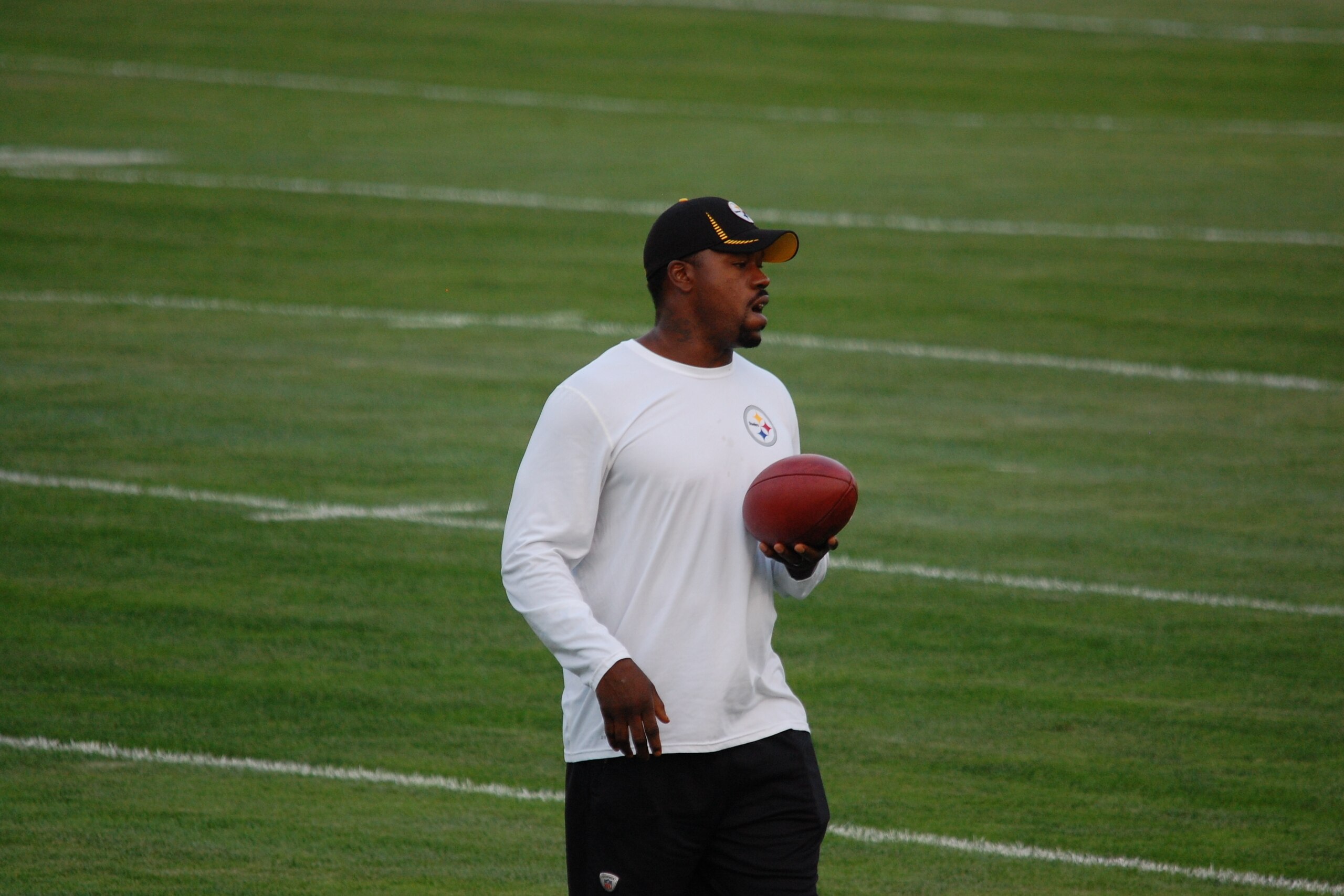 Joey Porter took a hands-on approach to practice Friday evening. Joey Porter took a hands-on approach to practice Friday evening.