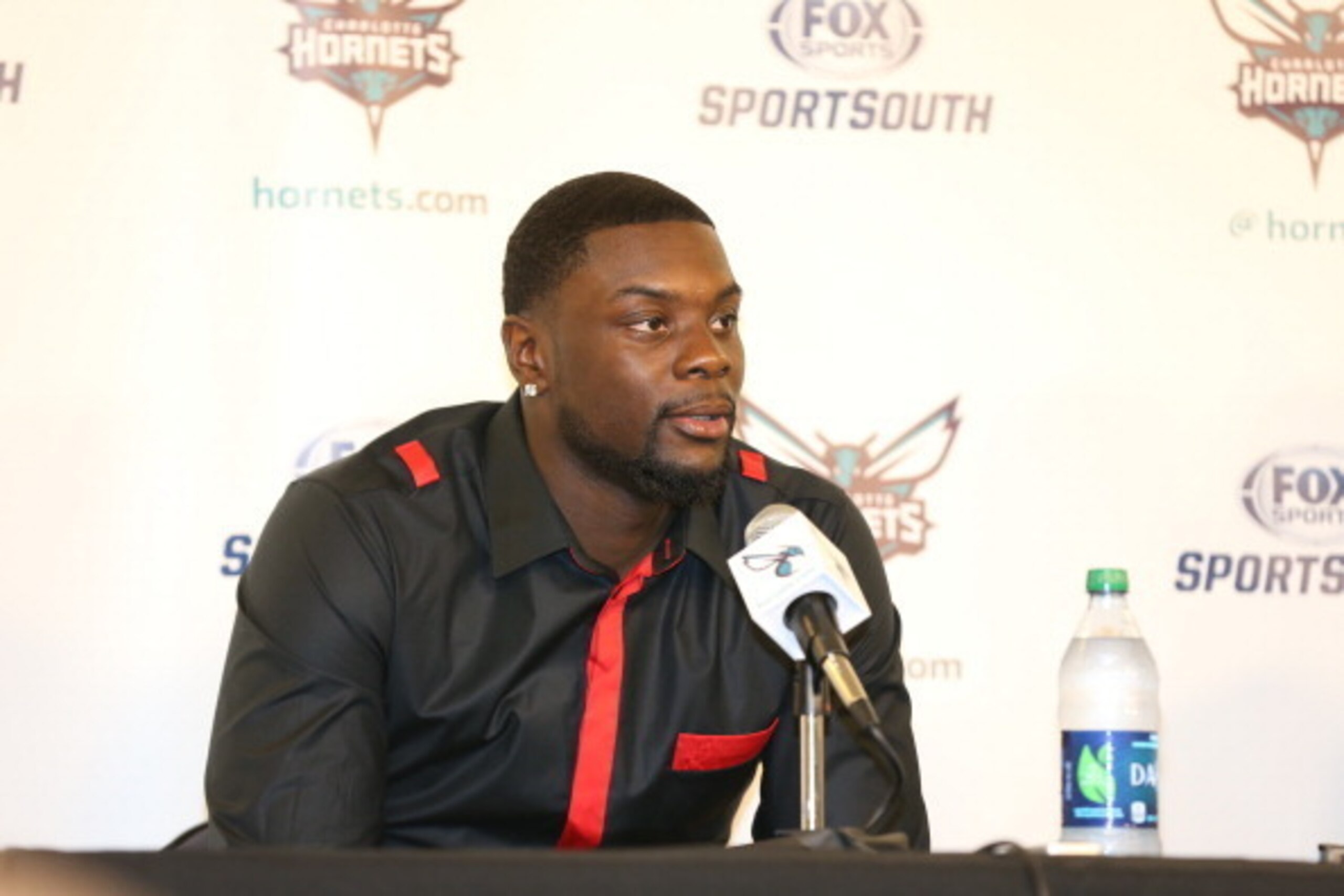 CHARLOTTE, NC - JULY 18: Charlotte Hornets announce the signing of Lance Stephenson to the media  at Time Warner Cable Arena on July 18, 2014 in Charlotte, North Carolina.  NOTE TO USER: User expressly acknowledges and agrees that, by downloading and or u