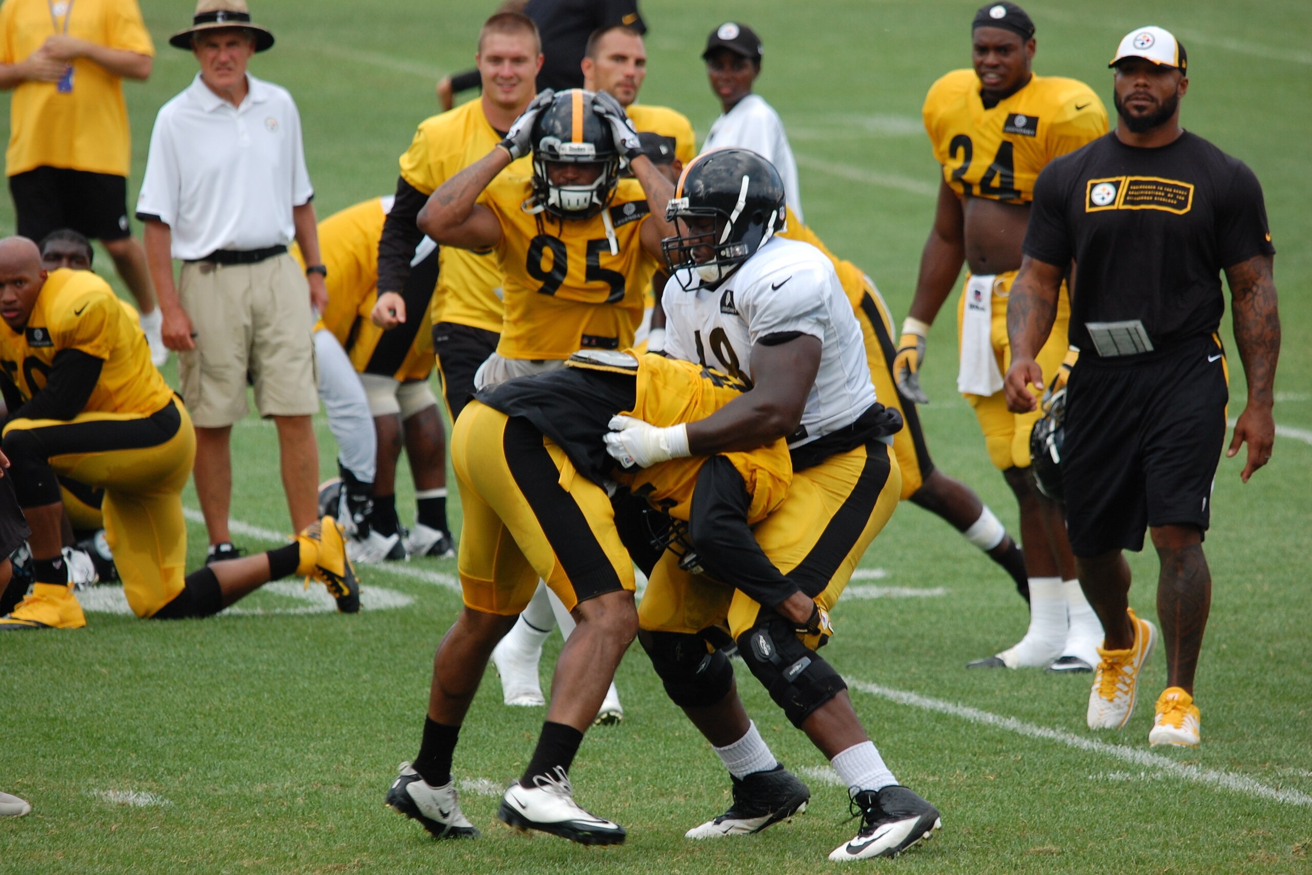 Kelvin Beachum and Chris Carter engaged in the second fight of training camp. Kelvin Beachum and Chris Carter engaged in the second fight of training camp.