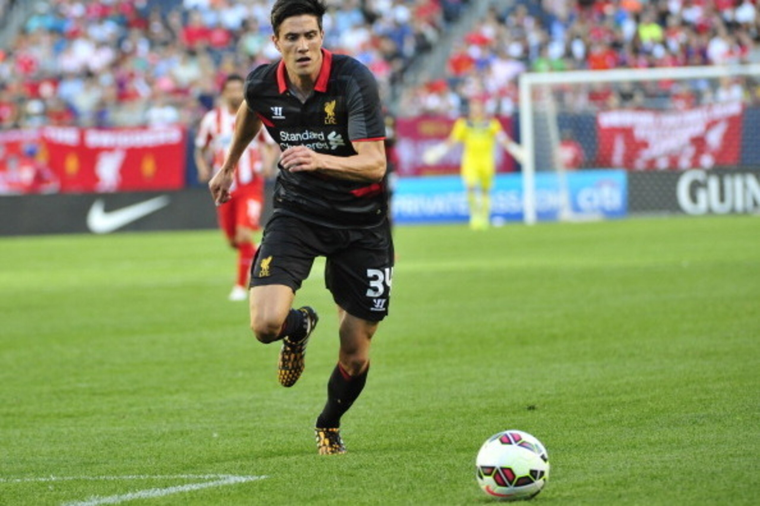 CHICAGO, IL - JULY 27: Martin Kelly #34 of Liverpool in the second half during the International Champions Cup 2014 on July 27, 2014 at Soldier Field in Chicago, Illinois. Liverpool defeated Olympiacos FC 1-0. (Photo by David Banks/Getty Images)