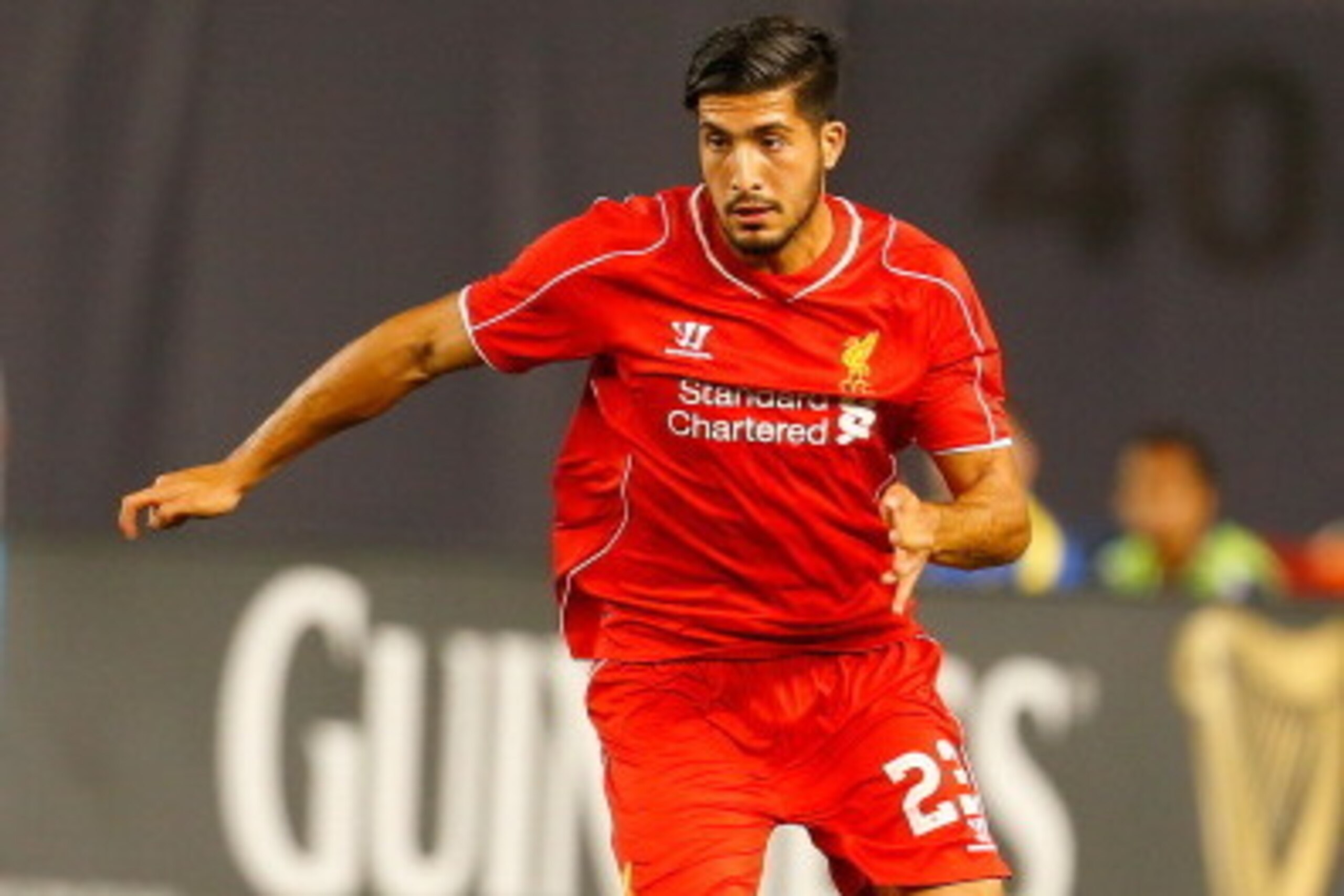 NEW YORK, NY - JULY 30:  Emre Can #23 of Liverpool in action against Manchester City during the International Champions Cup 2014 at Yankee Stadium on July 30, 2014 in the Bronx borough of New York City.  (Photo by Mike Stobe/Getty Images)