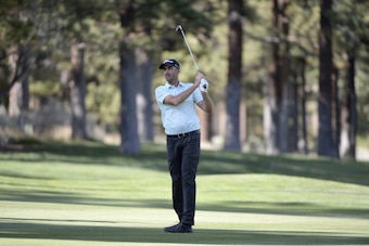 RENO, NV - AUGUST 02:  Geoff Ogilvy of Australia watches his approach shot on the 13th hole during the third round of the Barracuda Championship at the Montreux Golf and Country Club on August 2, 2014 in Reno, Nevada.  (Photo by Robert Laberge/Getty Image