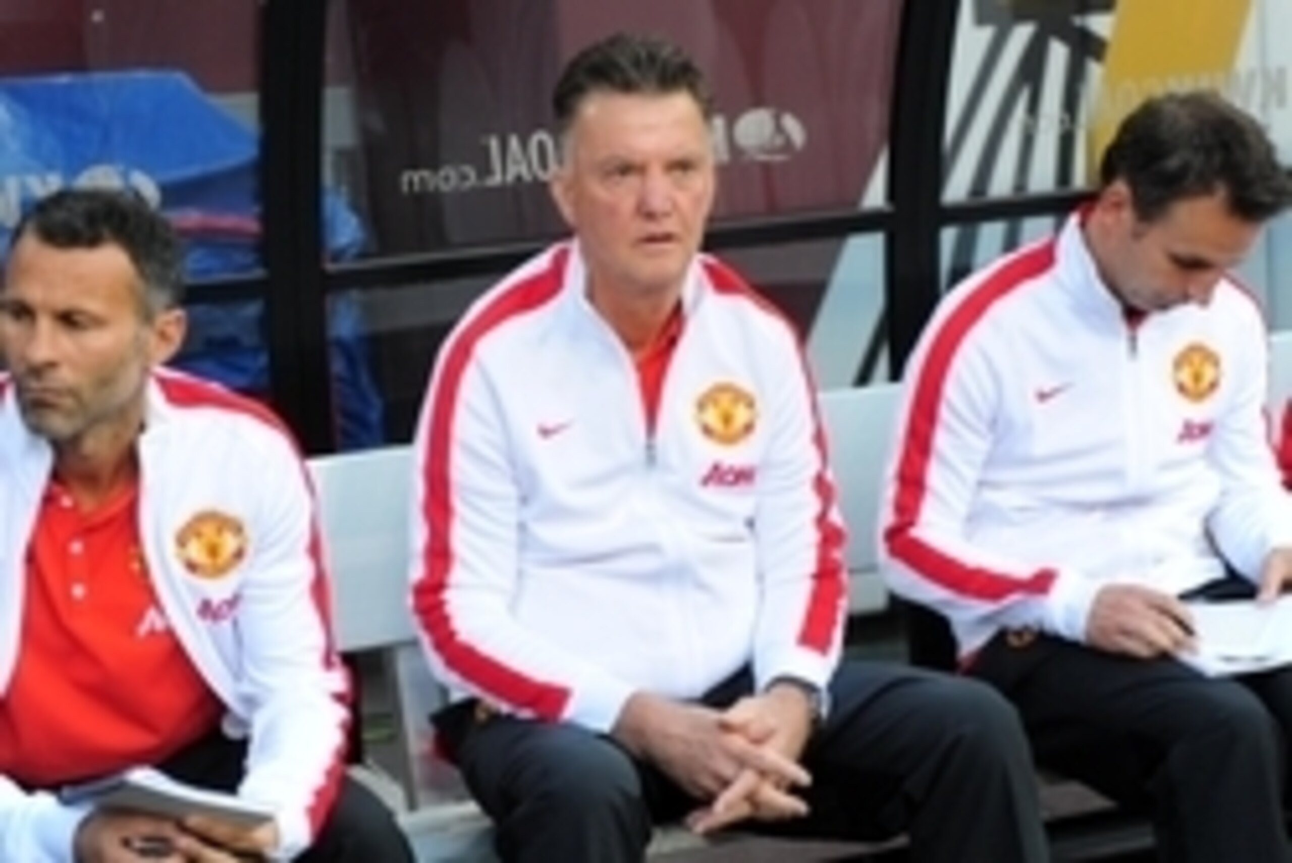 Jul 29, 2014; Landover, MD, USA; Manchester United coach Louis Van Gaal (center) looks on prior to the match against Inter Milan at FedEx Field. Mandatory Credit: Evan Habeeb-USA TODAY Sports Jul 29, 2014; Landover, MD, USA; Manchester United coach Louis Van Gaal (center) looks on prior to the match against Inter Milan at FedEx Field. Mandatory Credit: Evan Habeeb-USA TODAY Sports