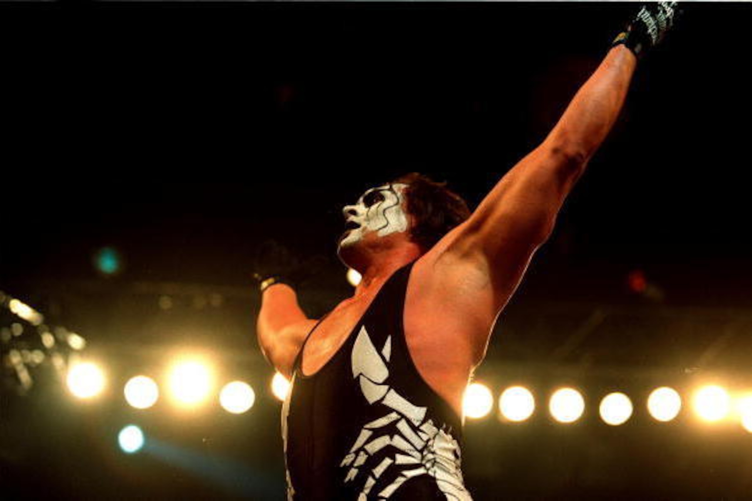 09 Oct 2000:  Sting celebrates after defeating Mike Sanders after their bout at the World Chamionship Wrestling ''Thunder Down Under'' night at the Sydney Entertainment Centre, Sydney, Australia. Mandatory Credit: Scott Barbour/ALLSPORT