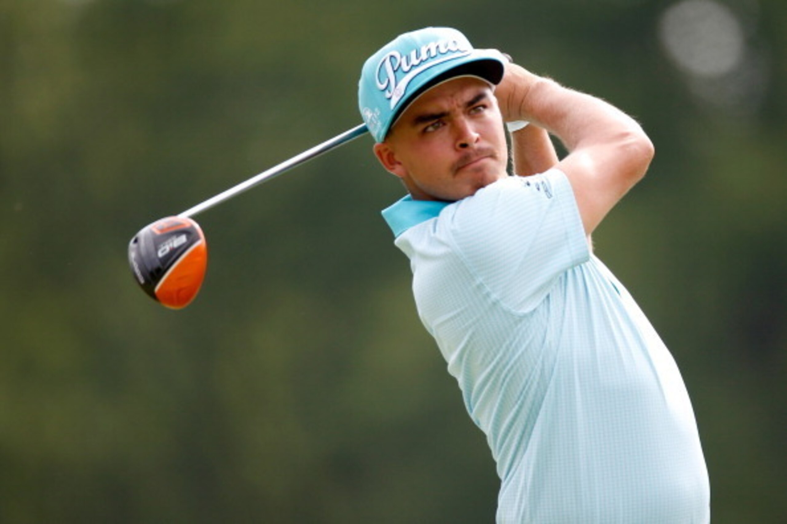 AKRON, OH - AUGUST 02:  Rickie Fowler hits off the sixth tee during the third round of the World Golf Championships-Bridgestone Invitational at Firestone Country Club South Course on August 2, 2014 in Akron, Ohio.  (Photo by Gregory Shamus/Getty Images)