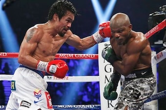 Manny Pacquiao (left) defeated Timothy Bradley in an April WBO title fight.
