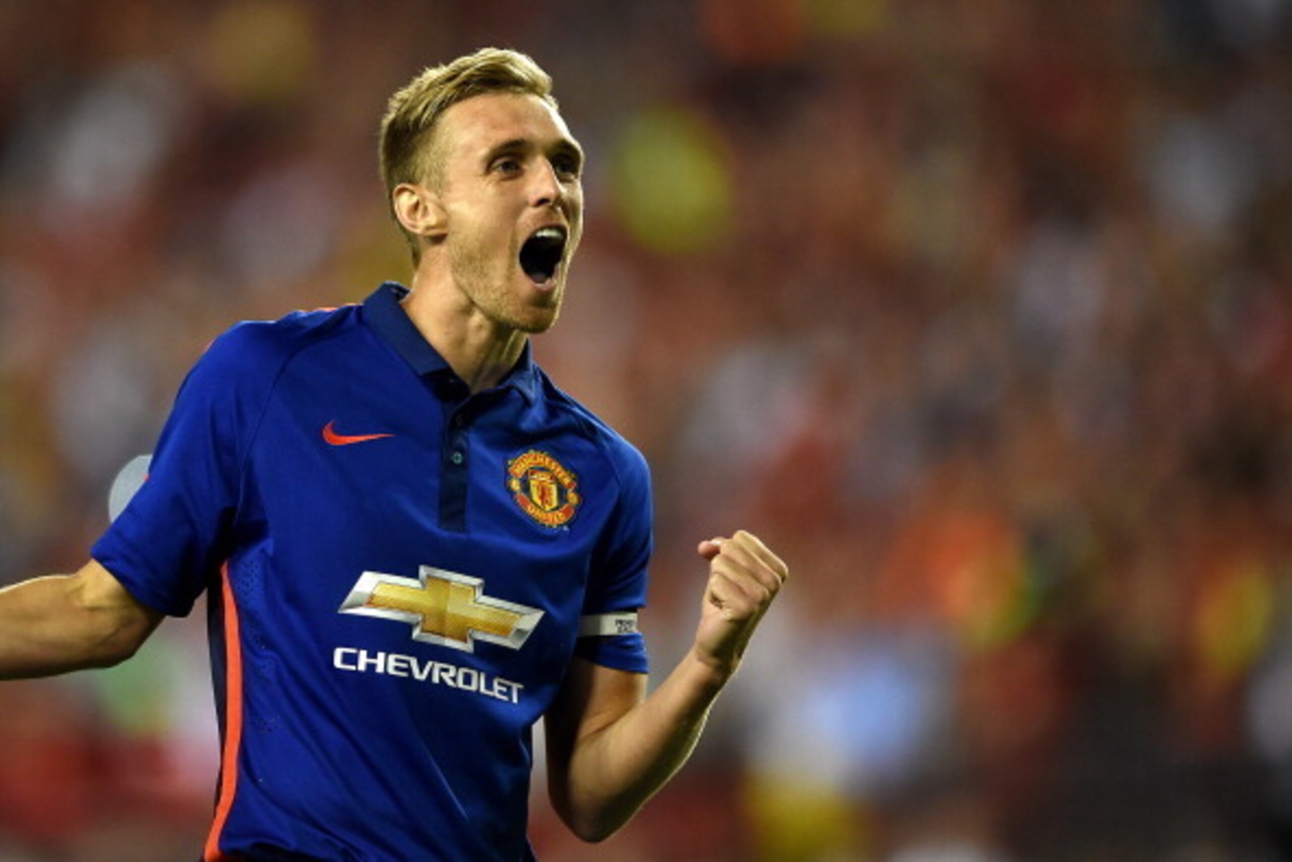 LANDOVER, MD - JULY 29: Darren Fletcher #24 of Manchester United celebrates after scoring the game-winning goal in penalty shootouts against Inter Milan during their match in the International Champions Cup 2014 at FedExField on July 29, 2014 in Landover,