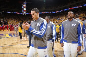 OAKLAND, CA - MAY 1: Klay Thompson #11 of the Golden State Warriors prior to the game against the Los Angeles Clippers in Game Six of the Western Conference Quarterfinals during the 2014 NBA Playoffs at Oracle Arena on May 1, 2014 in Oakland, California. 