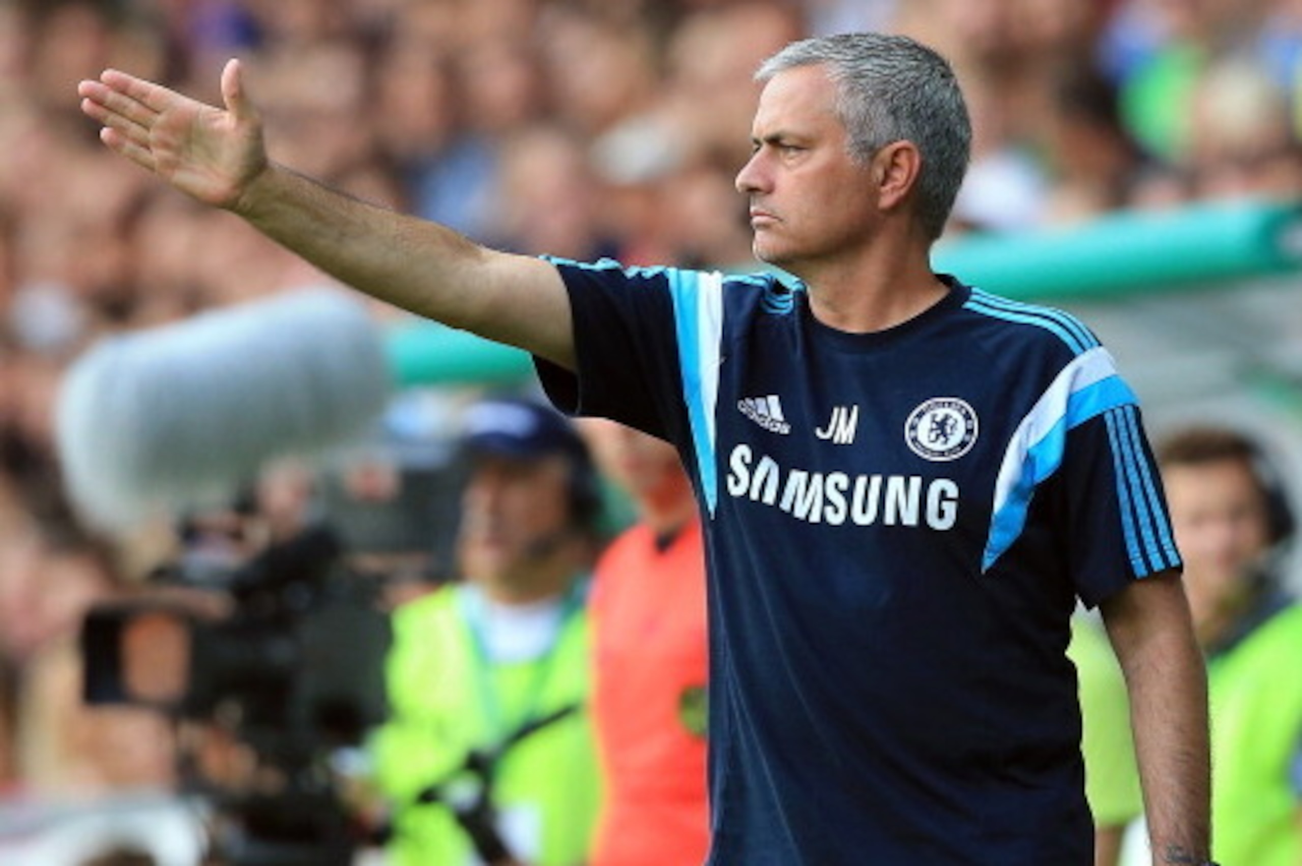LJUBLJANA, SLOVENIA - JULY 27: Team manager of Chelsea Jose Mourinho reacts during the Pre Season Friendly  match between FC Olimpija Ljubljana and Chelsea at Stozice stadium in Ljubljana, Slovenia on Sunday, July 27, 2014. (Photo by Srdjan Stevanovic/Get
