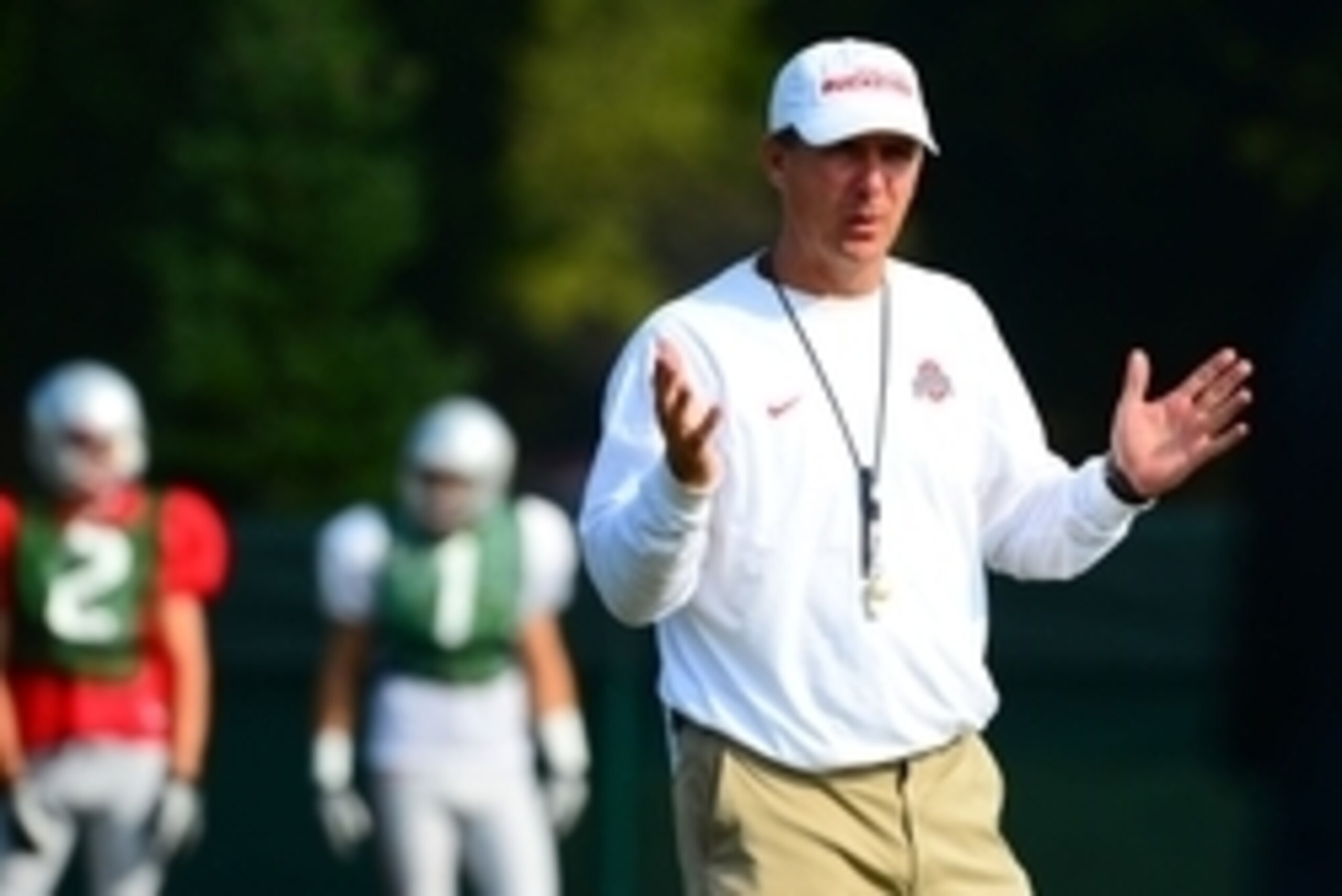 Aug 19, 2013; Columbus, OH, USA; Ohio State Buckeyes head coach Urban Meyer during practice at Ackerman Road Field. Mandatory Credit: Andrew Weber-USA TODAY Sports