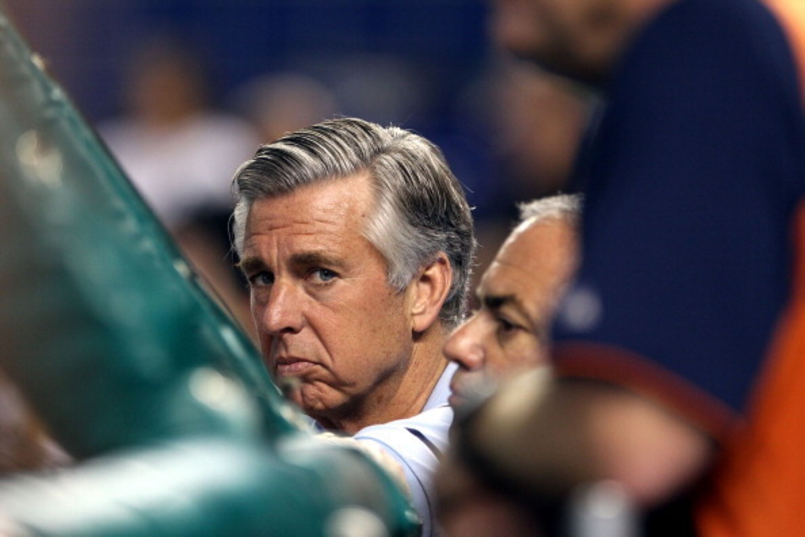 MIAMI, FL - SEPTEMBER 28:  General Manager Dave Dombrowski of the Detroit Tigers watches his team take batting practice prior to playing against the Miami Marlins at Marlins Park on September 28, 2013 in Miami, Florida.  (Photo by Marc Serota/Getty Images