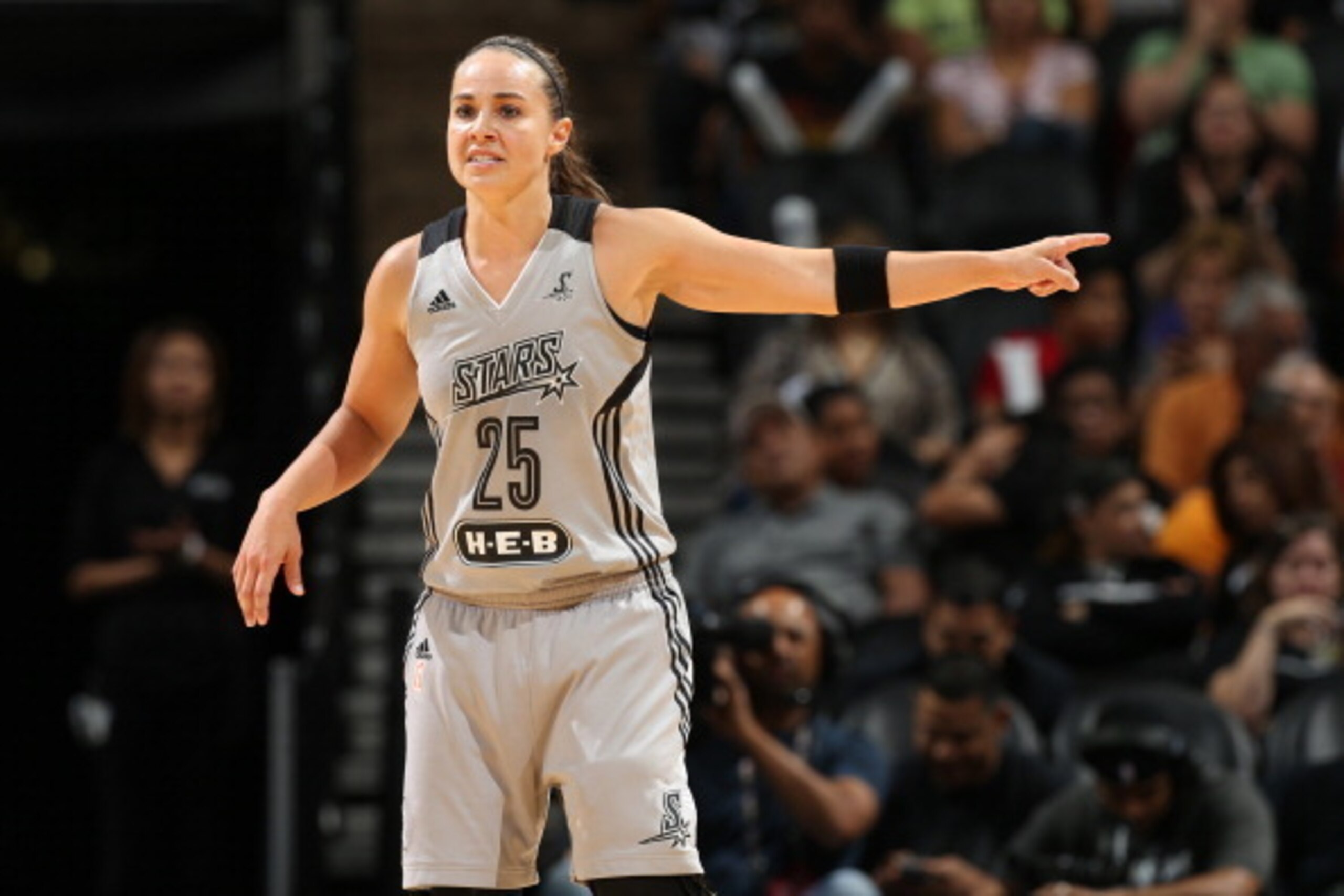 SAN ANTONIO, TX - JUNE 13: Becky Hammon #25 of the San Antonio Stars during a game against the Seattle Storm at AT&T Center on June 13, 2014 in San Antonio, Texas. NOTE TO USER: User expressly acknowledges and agrees that, by downloading and/or using this