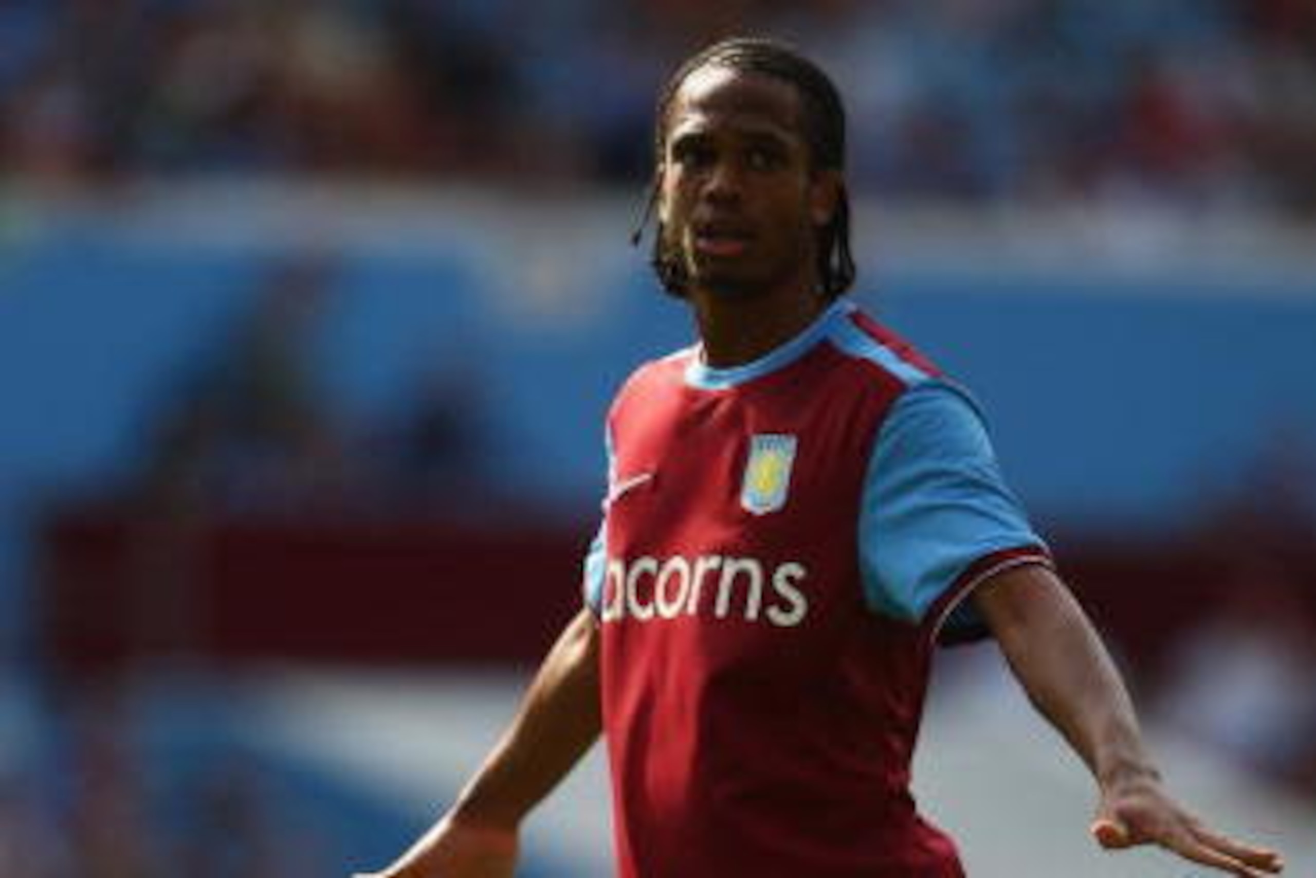 BIRMINGHAM, ENGLAND - AUGUST 08:  Nathan Delfouneso of Aston Villa in action during the pre Season Friendly match between Aston Villa and Fiorentina at Villa Park on August 8, 2009 in Birmingham, England.  (Photo by Jamie McDonald/Getty Images)