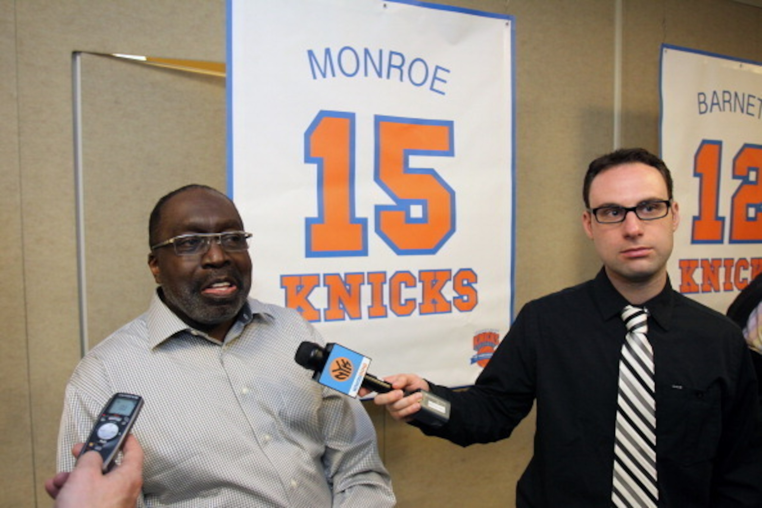 NEW YORK, NY - April 5: Earl Monroe of the 1973 Championship New York Knicks team during a press conference before a game between the Milwaukee Bucks and the New York Knicks on April 5, 2013 at Madison Square Garden in New York City.  NOTE TO USER: User e